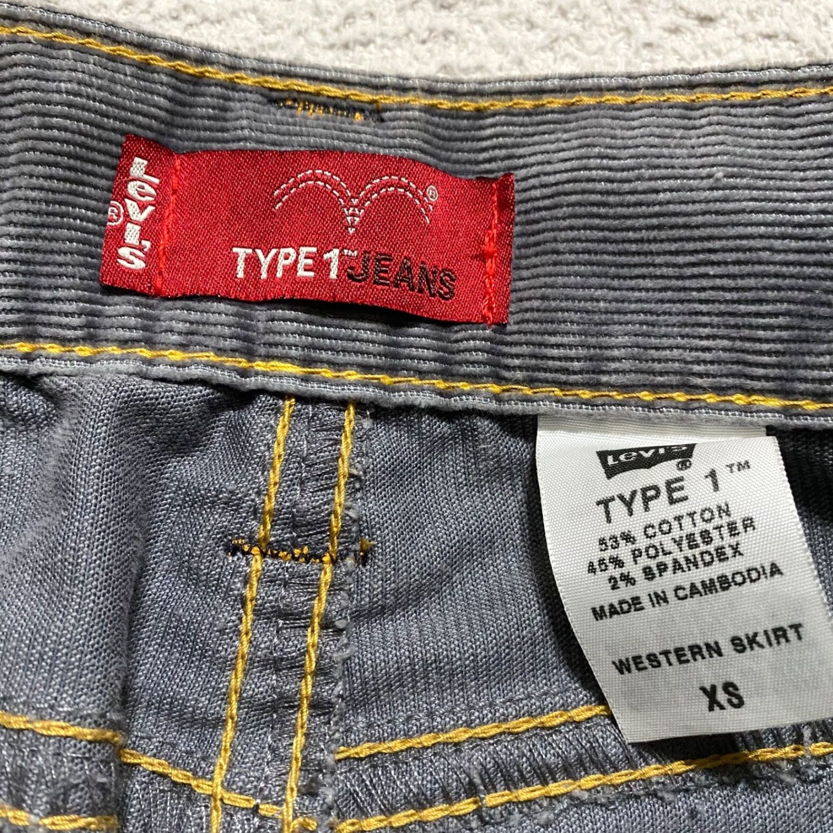 Levi's Levi's Womens XS Skirt Gray Corduroy Western Type 1 Straight Pencil Size 26" / US 2 / IT 38 - 6 Thumbnail