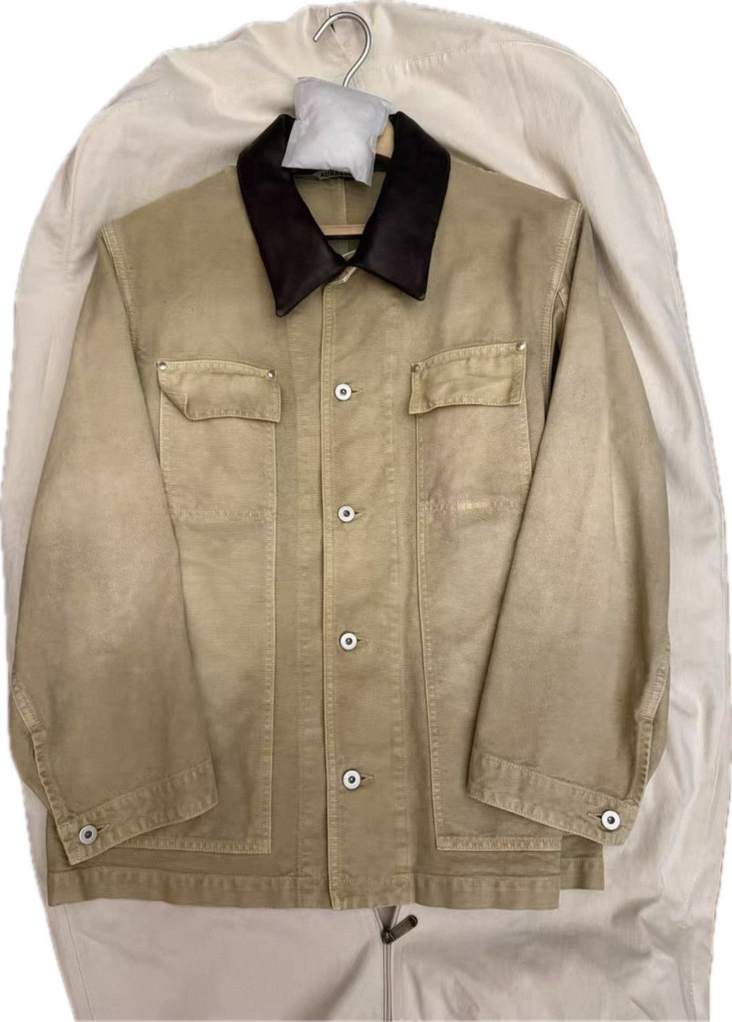 Auralee Auralee Leather Trimmed Duck Barn Jacket Sz JP 3 MSRP $905 Size US S / EU 44-46 / 1 - 8 Thumbnail
