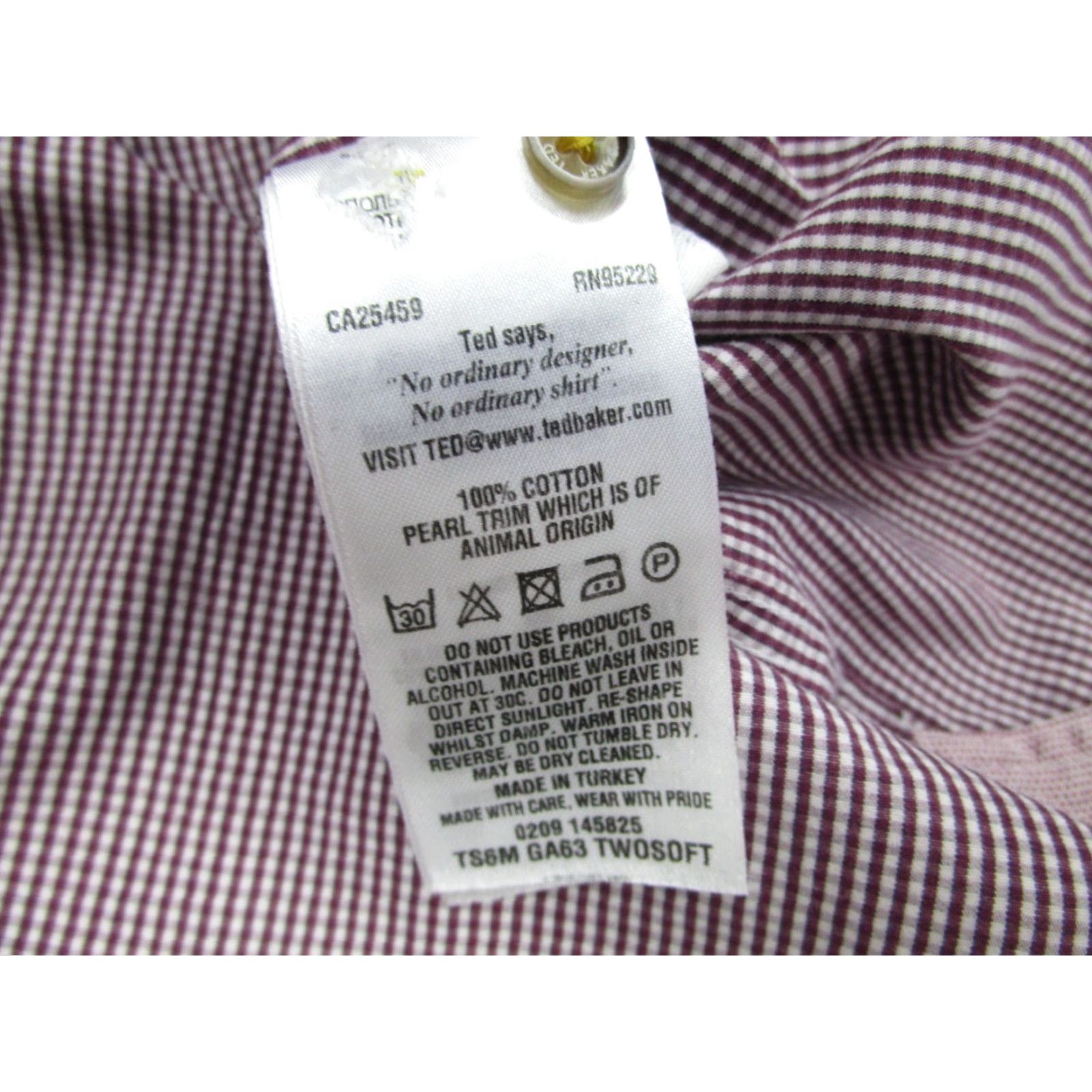 Ted Baker Ted Baker Shirt Mens Small Purple Gingham Check Button-Up Casual Classic Long Sleeve Size US S / EU 44-46 / 1 - 6 Thumbnail