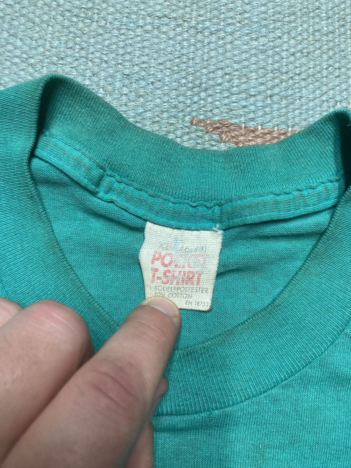 Vintage Vintage 70s pocket t shirt blank teal turquoise grunge XL Size US XL / EU 56 / 4 - 5 Thumbnail