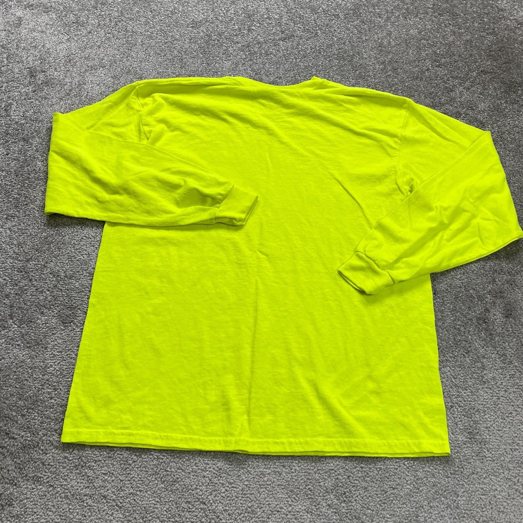 Gildan Gildan Dry Blend Basic Crew Neck T-Shirt Mens Large Neon Green Long Sleeve Tee Size US L / EU 52-54 / 3 - 2 Thumbnail