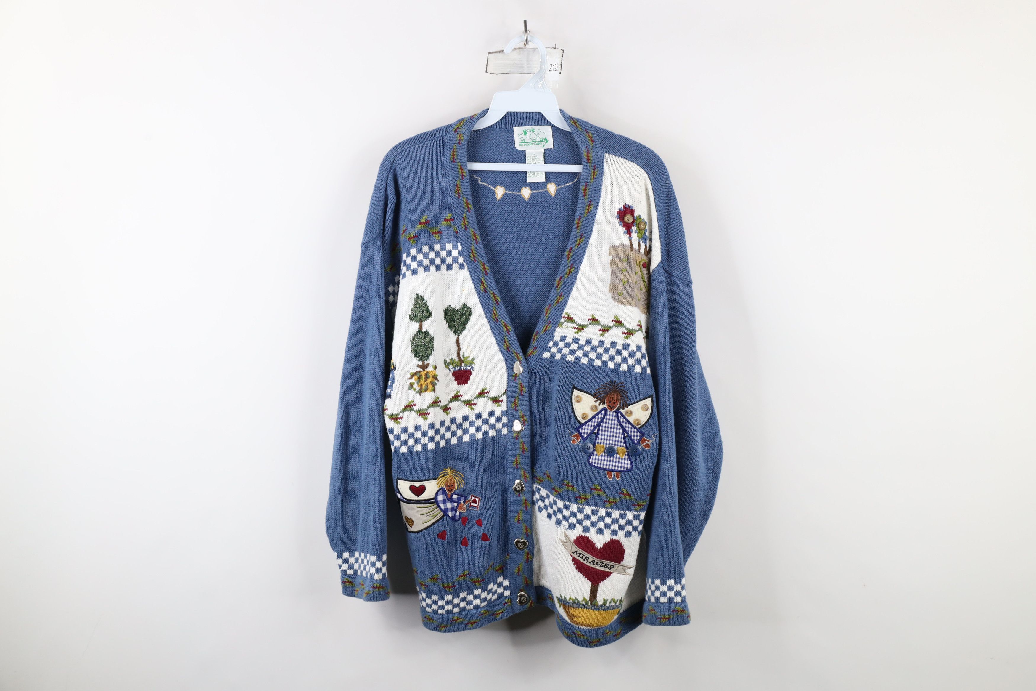 Vintage Vintage 90s Streetwear Angel Garden Tree Cardigan Sweater Size L / US 10 / IT 46 - 1 Thumbnail