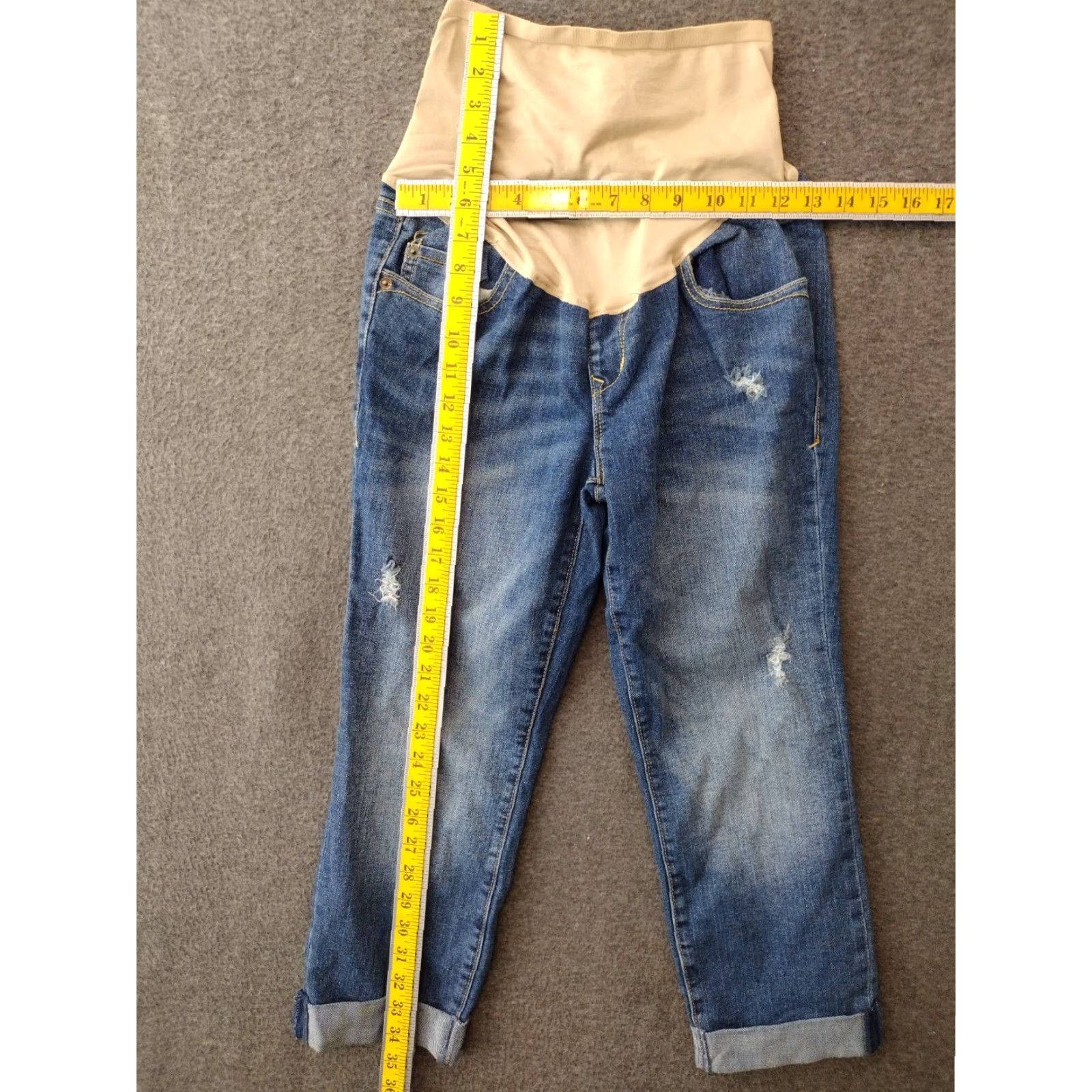 Old Navy Old Navy Distressed Cuffed Blue Denim Maternity Jeans Size 4 Size 27" / US 4 / IT 40 - 4 Thumbnail