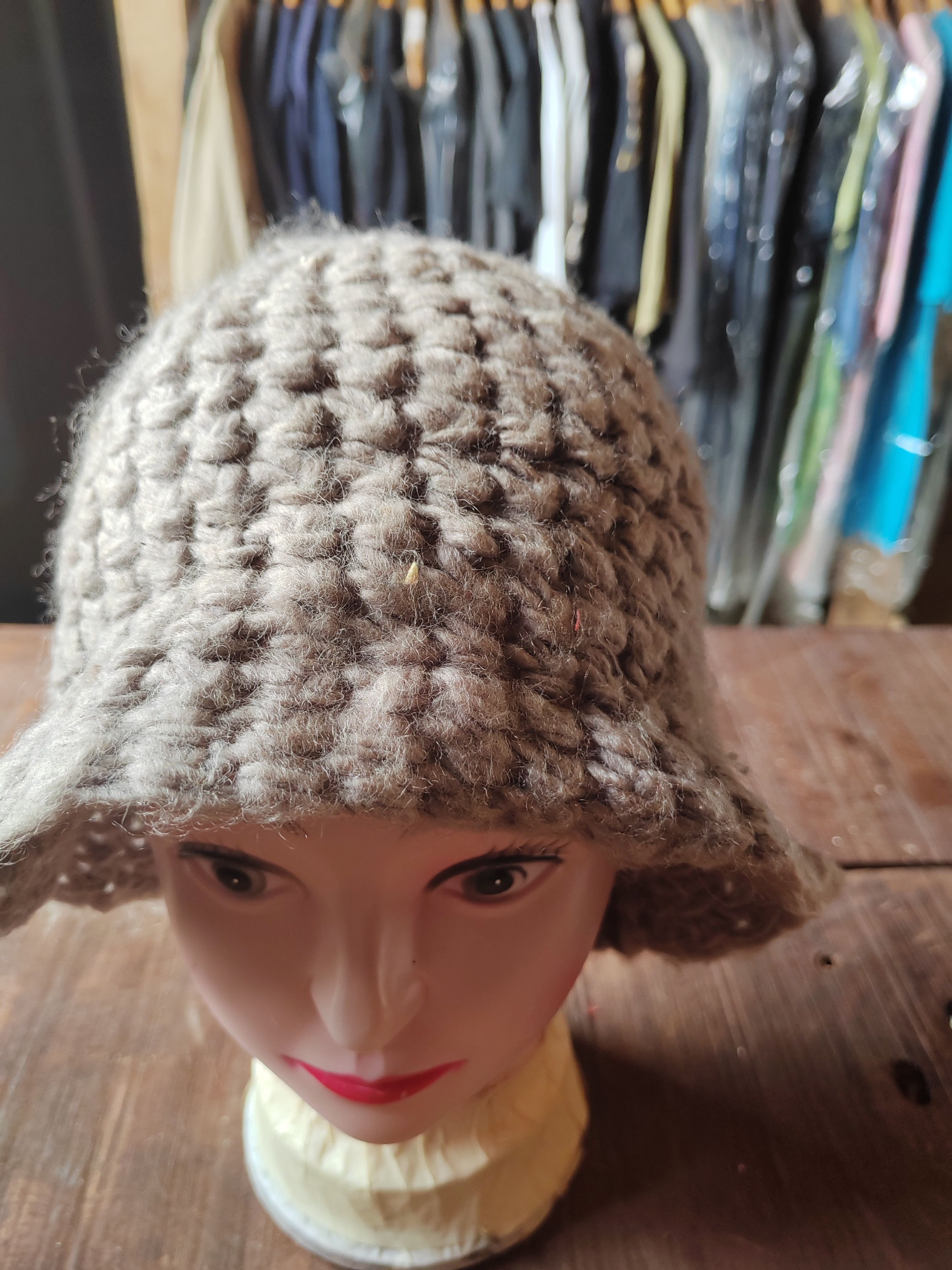Japanese Brand Vintage Crochet Knitted handmade Bucket Hat Size ONE SIZE - 2 Thumbnail