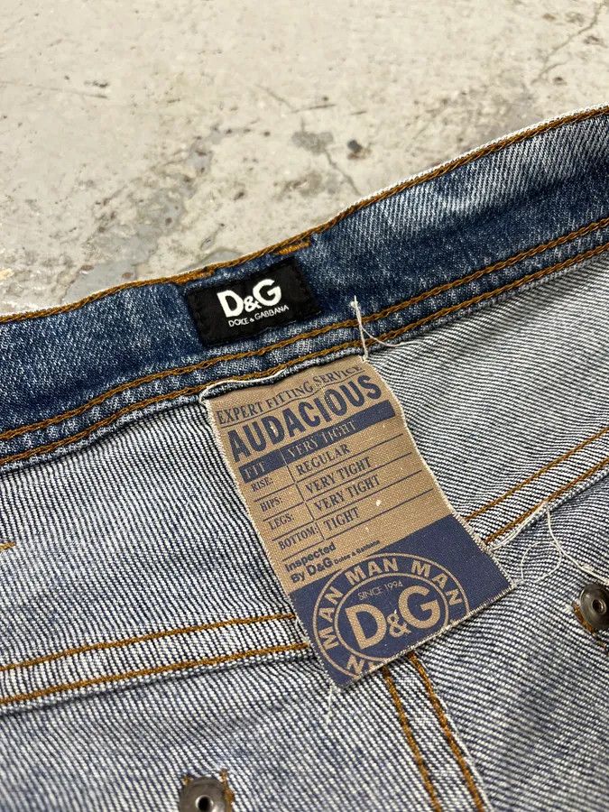 Designer × Dolce & Gabbana × Vintage 2000s Dolce & Gabbana Blue Faded Regular Denim Jeans Size US 32 / EU 48 - 10 Thumbnail