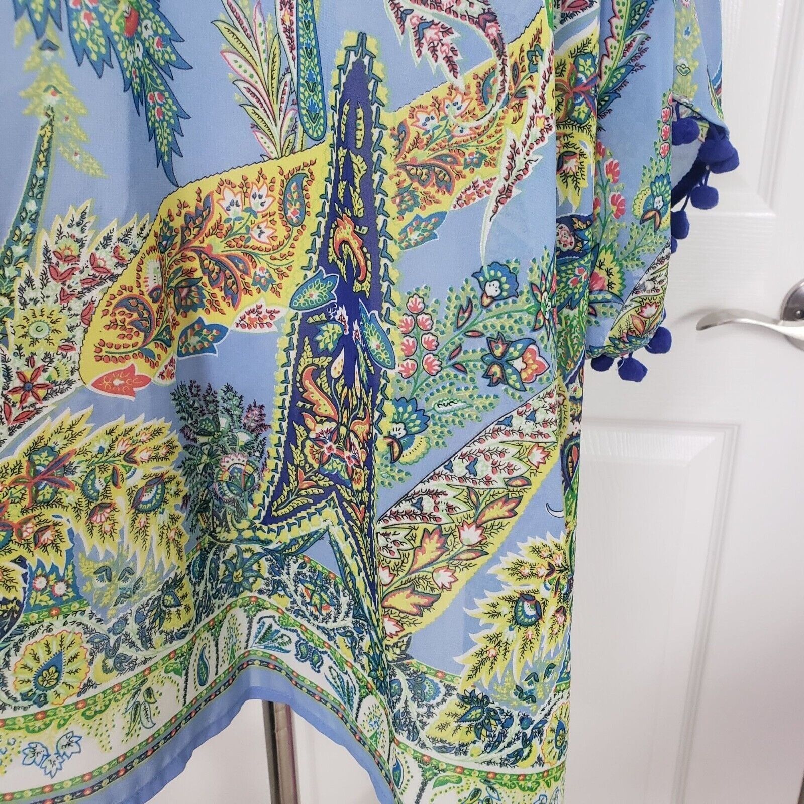Designer Umgee Floral Kimono Womens Size M/Large Blue Paisley Boho Size L / US 10 / IT 46 - 8 Thumbnail