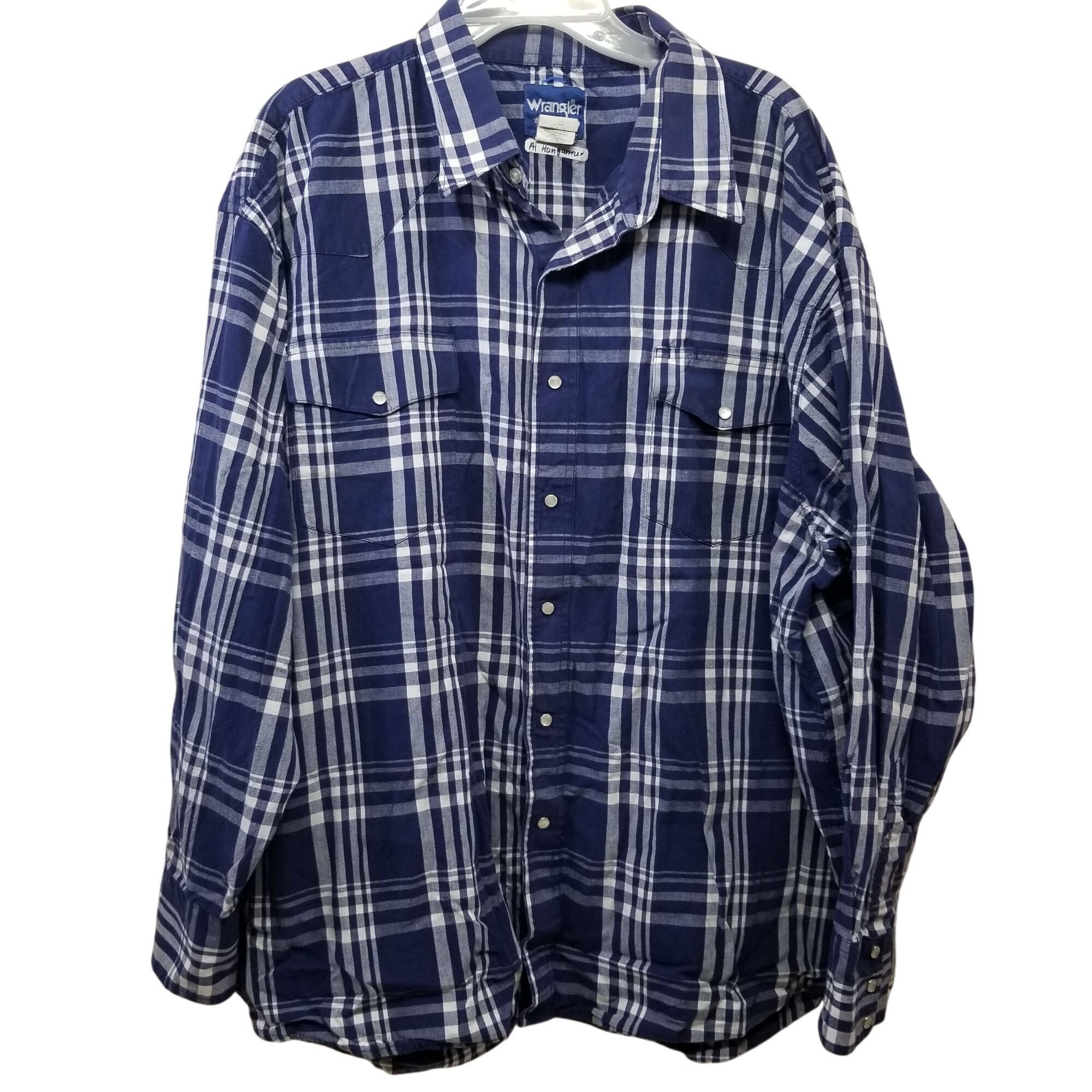 Wrangler Wrangler 3X Blue White Plaid Snap Down Shirt Western Rodeo R Size US XXL / EU 58 / 5 - 1 Thumbnail
