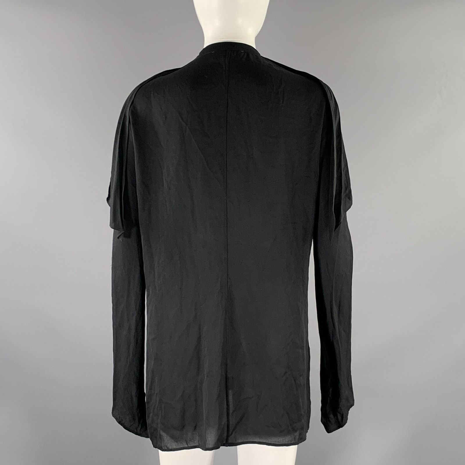 Jil Sander JIL SANDER Size 0 Black Silk Ruffled Blouse Size XS / US 0-2 / IT 36-38 - 4 Thumbnail