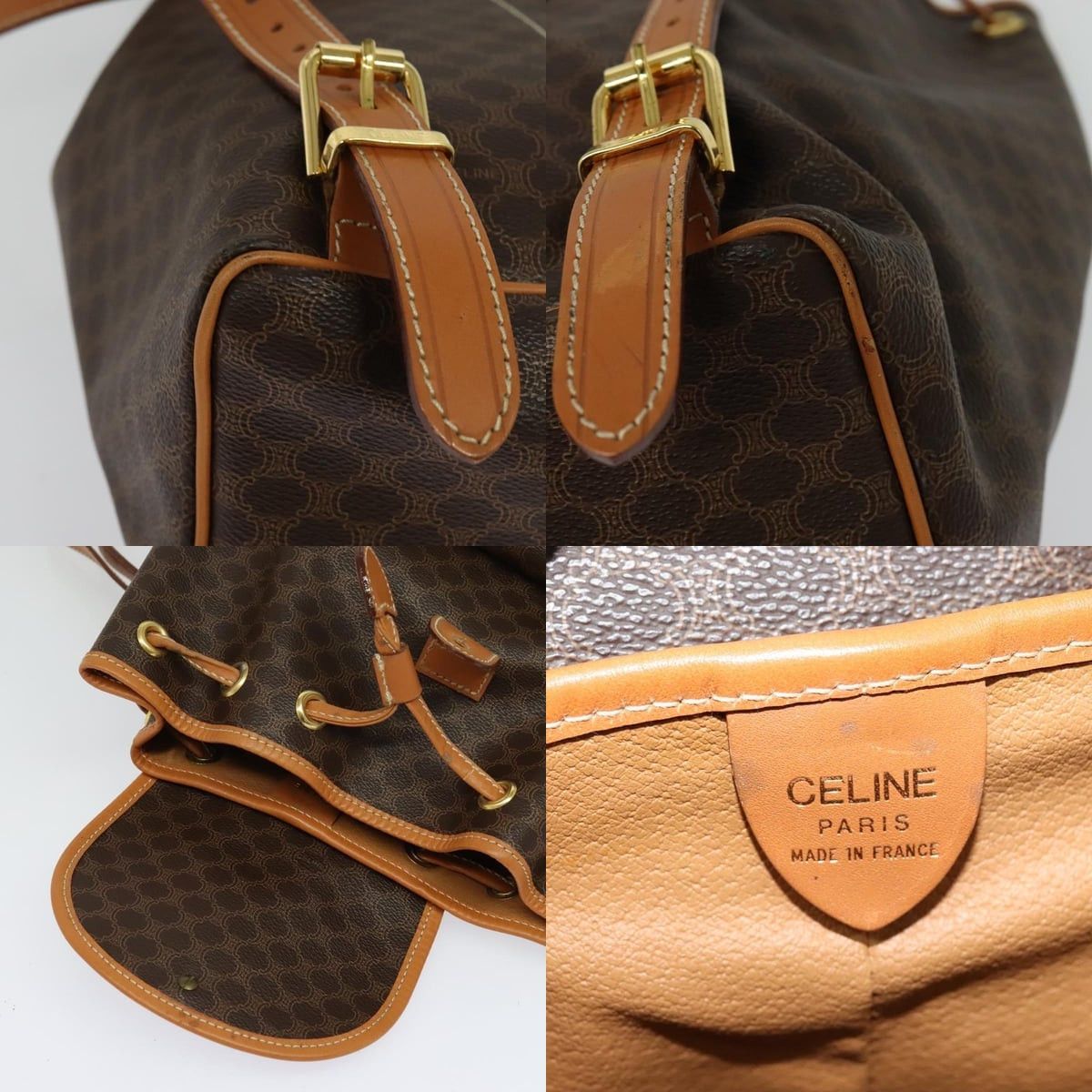 Celine CELINE Macadam Canvas Backpack Pvc Leather Brown Gold Size ONE SIZE - 11 Thumbnail
