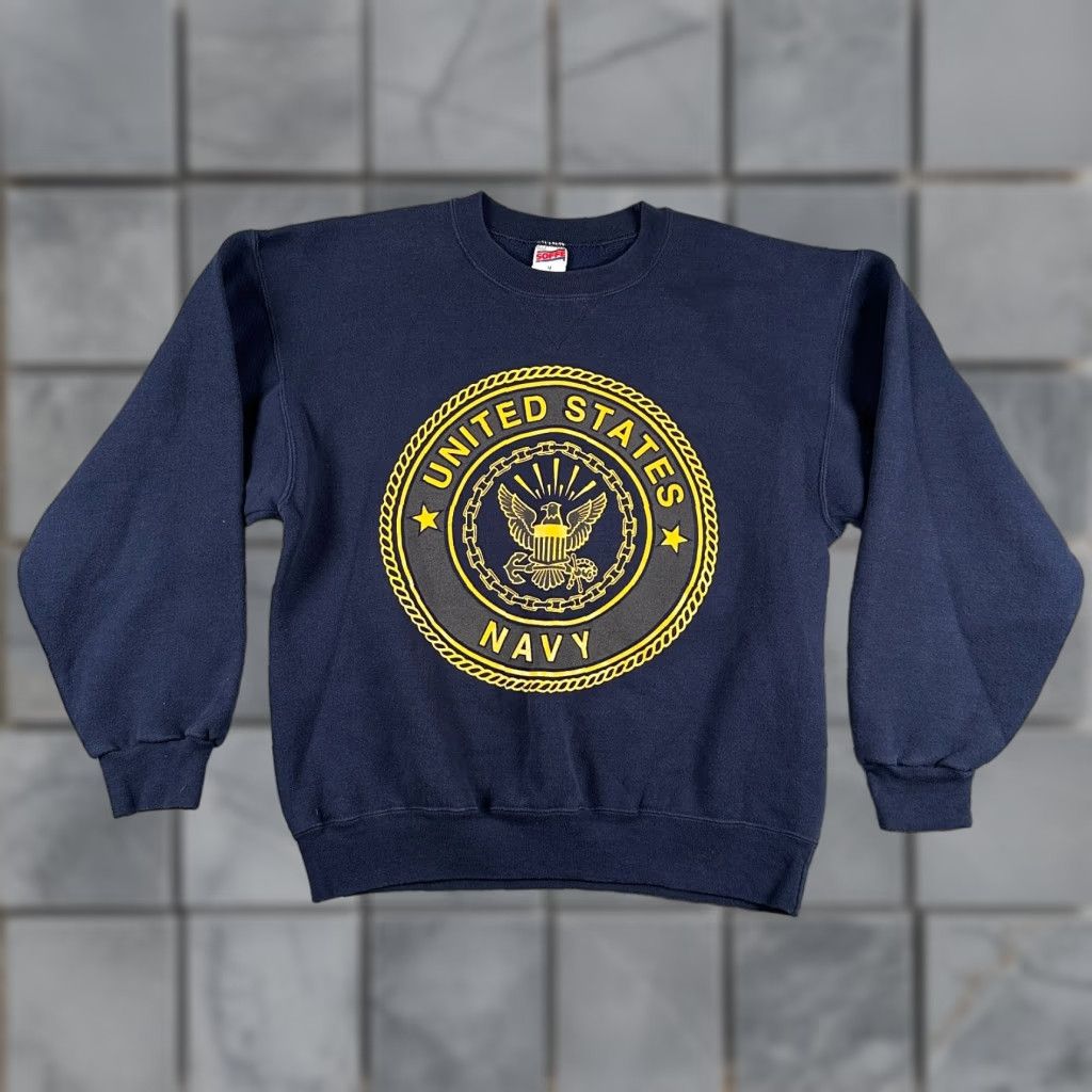 Soffe VINTAGE Soffe Sweatshirt Navy US Navy Size Medium Regular Crew Neck Men Navy 90s USA University Nautical Sports Pullover Size US M / EU 48-50 / 2 - 1 Thumbnail