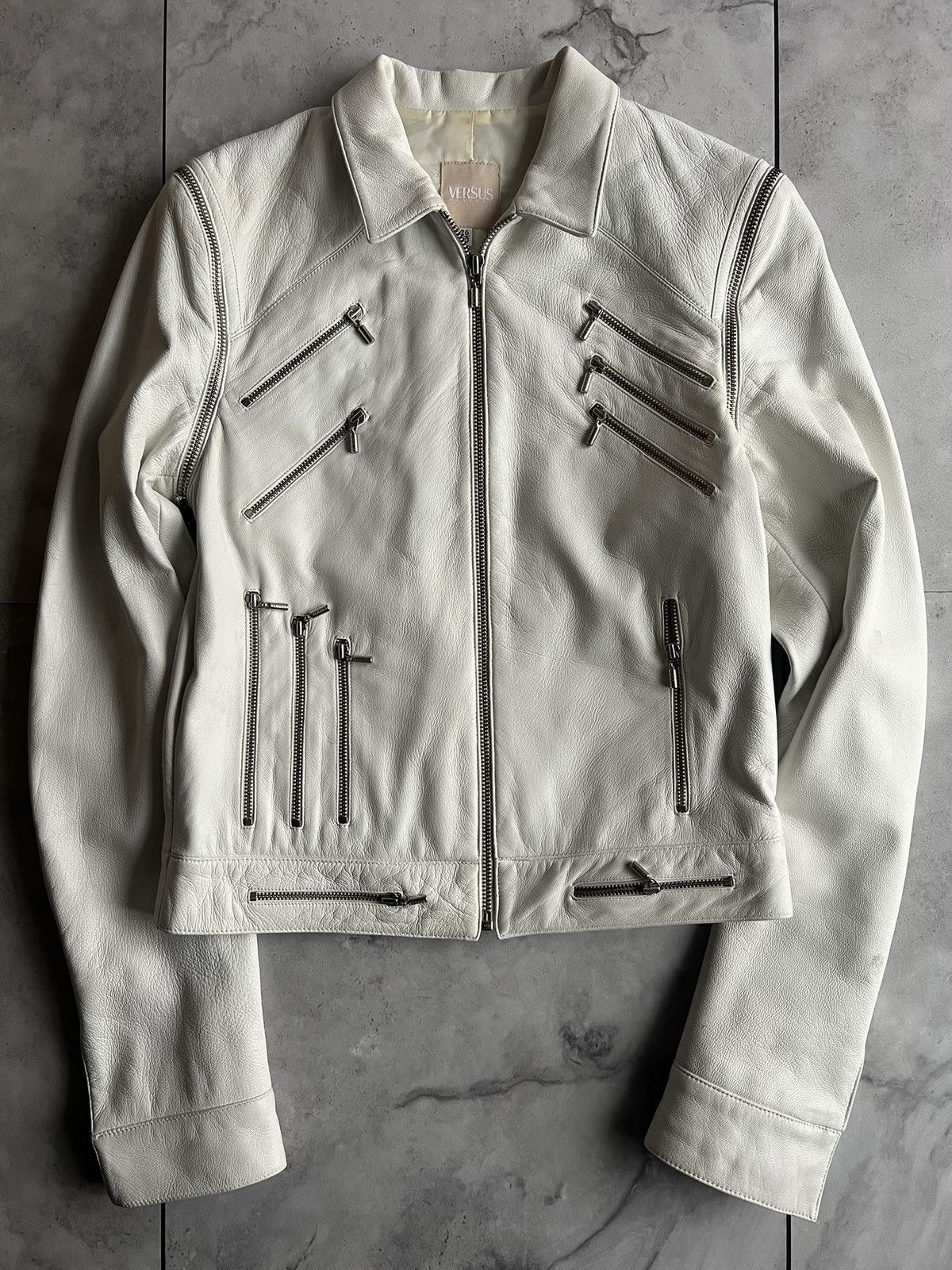 Versace 2000’s Versache Leather Moto Zipper Jacket Size US XS / EU 42 / 0 - 1 Thumbnail