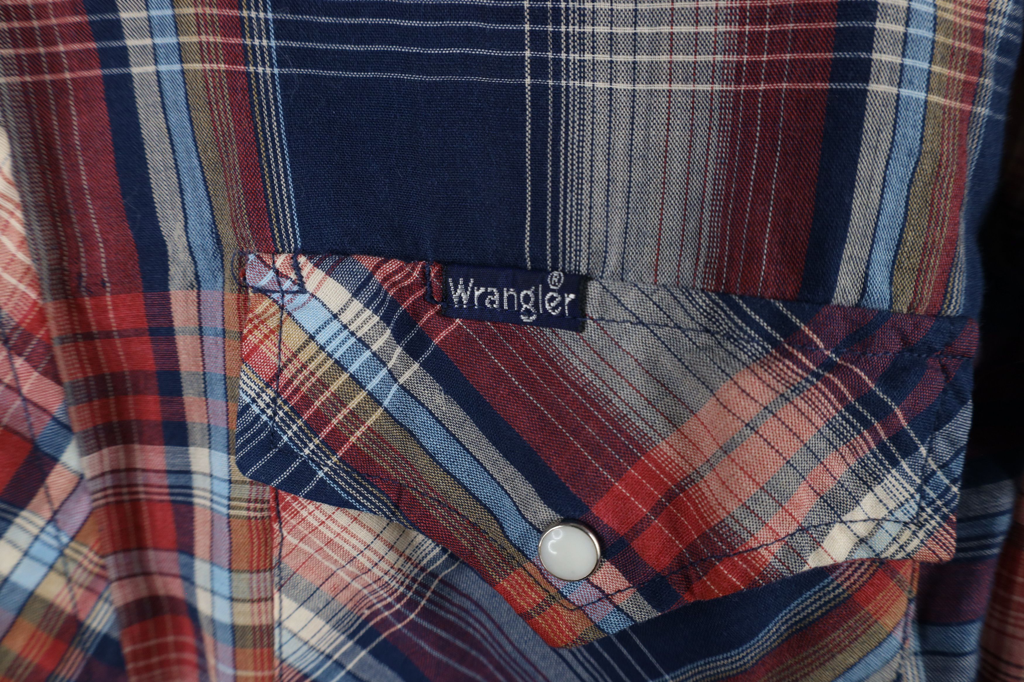Vintage × Wrangler Vintage 70s Wrangler Western Pearl Snap Button Shirt Plaid Size US L / EU 52-54 / 3 - 4 Thumbnail
