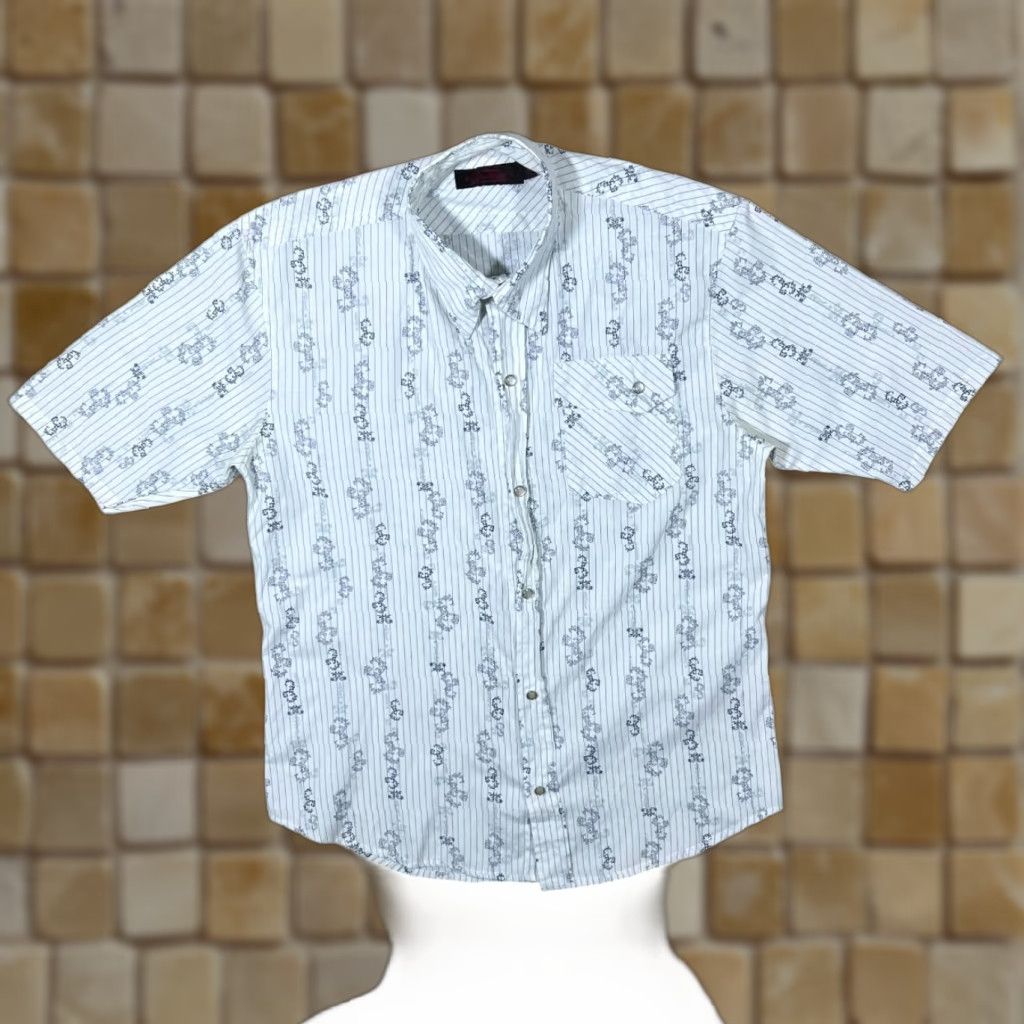 Vintage Kilimanjaro Paisley Filigree Cowboy Western Popper Short Sleeve Shirt M Mens White Paisley Western Vintage Shirt (Size XL fits Small/Medium) Size US M / EU 48-50 / 2 - 1 Thumbnail