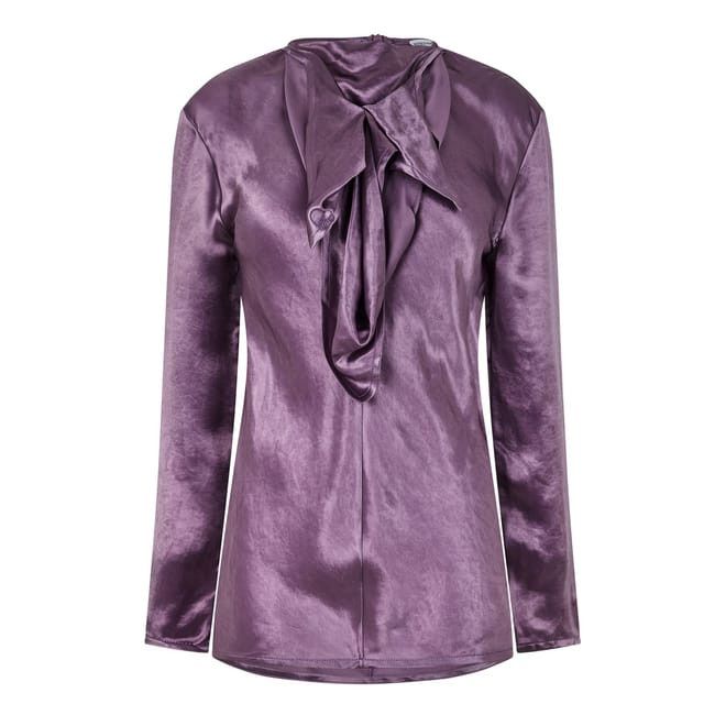 Bottega Veneta Bottega Veneta Tie Neck Long Sleeve Blouse in Purple Size S / US 4 / IT 40 - 1 Thumbnail