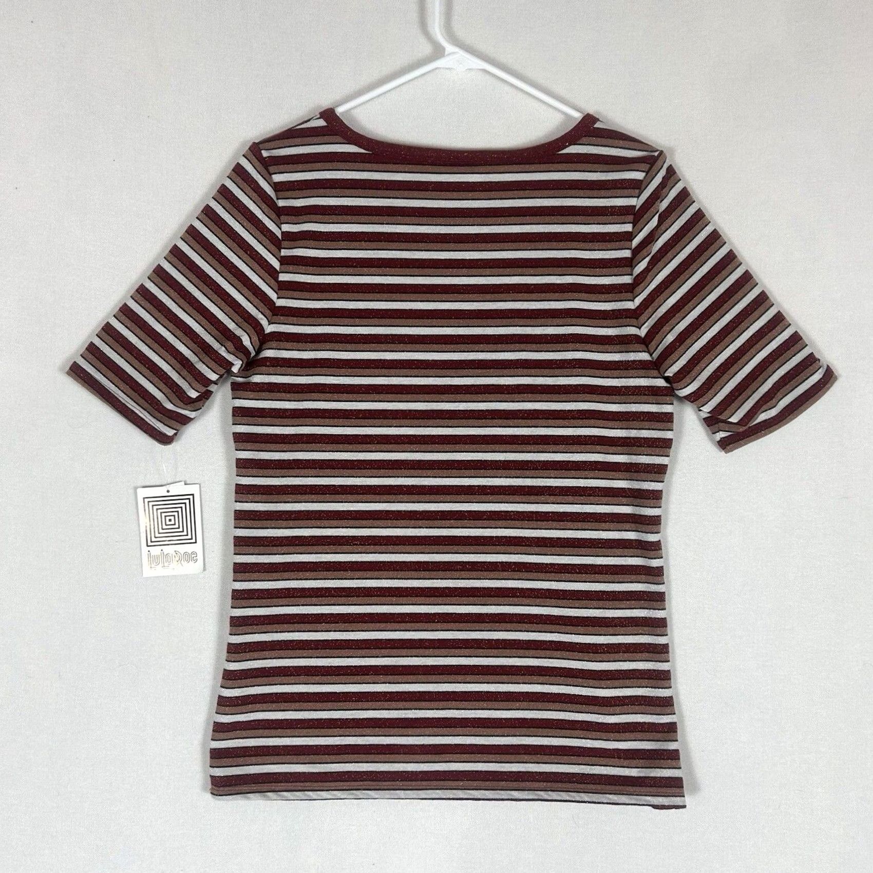 Vintage LuLaRoe Gigi Short Sleeve Shirt Womens L Striped Stretch NWT Rainbow Tunic Top Size L / US 10 / IT 46 - 7 Thumbnail
