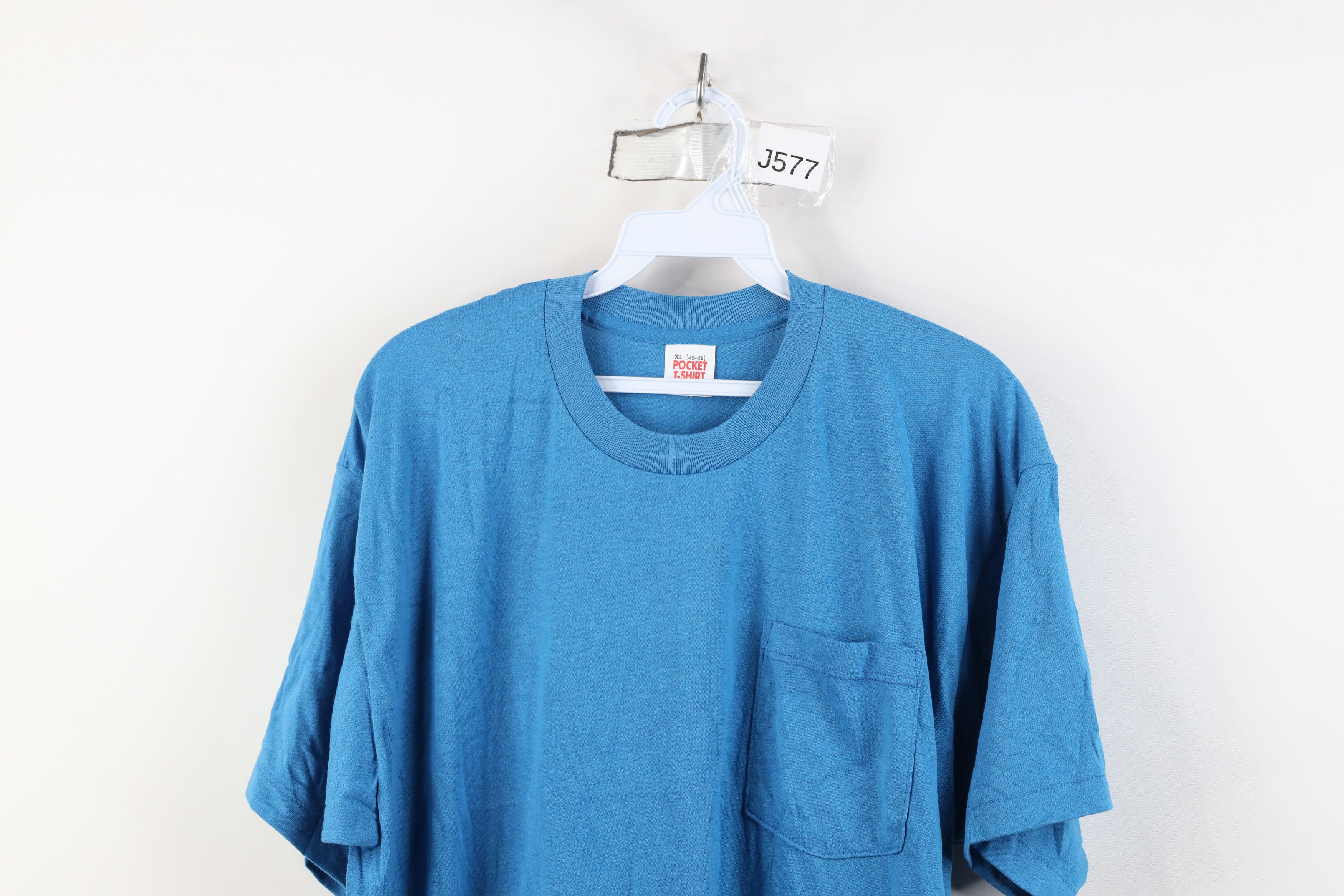 Vintage Vintage 70s Streetwear Short Sleeve Pocket T-Shirt Blue USA Size US XL / EU 56 / 4 - 2 Thumbnail