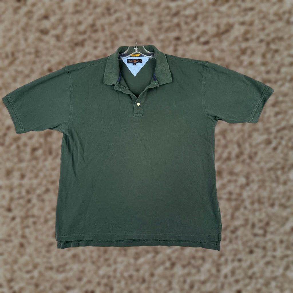 Tommy Hilfiger VINTAGE Tommy Hilfiger Polo Shirt Men 2XL Green Short Sleeve Cotton Jersey Slim Fit, Solid, Embroidered Logo, Button-Down Collar, Casual Polo, Mens Size US XXL / EU 58 / 5 - 1 Thumbnail