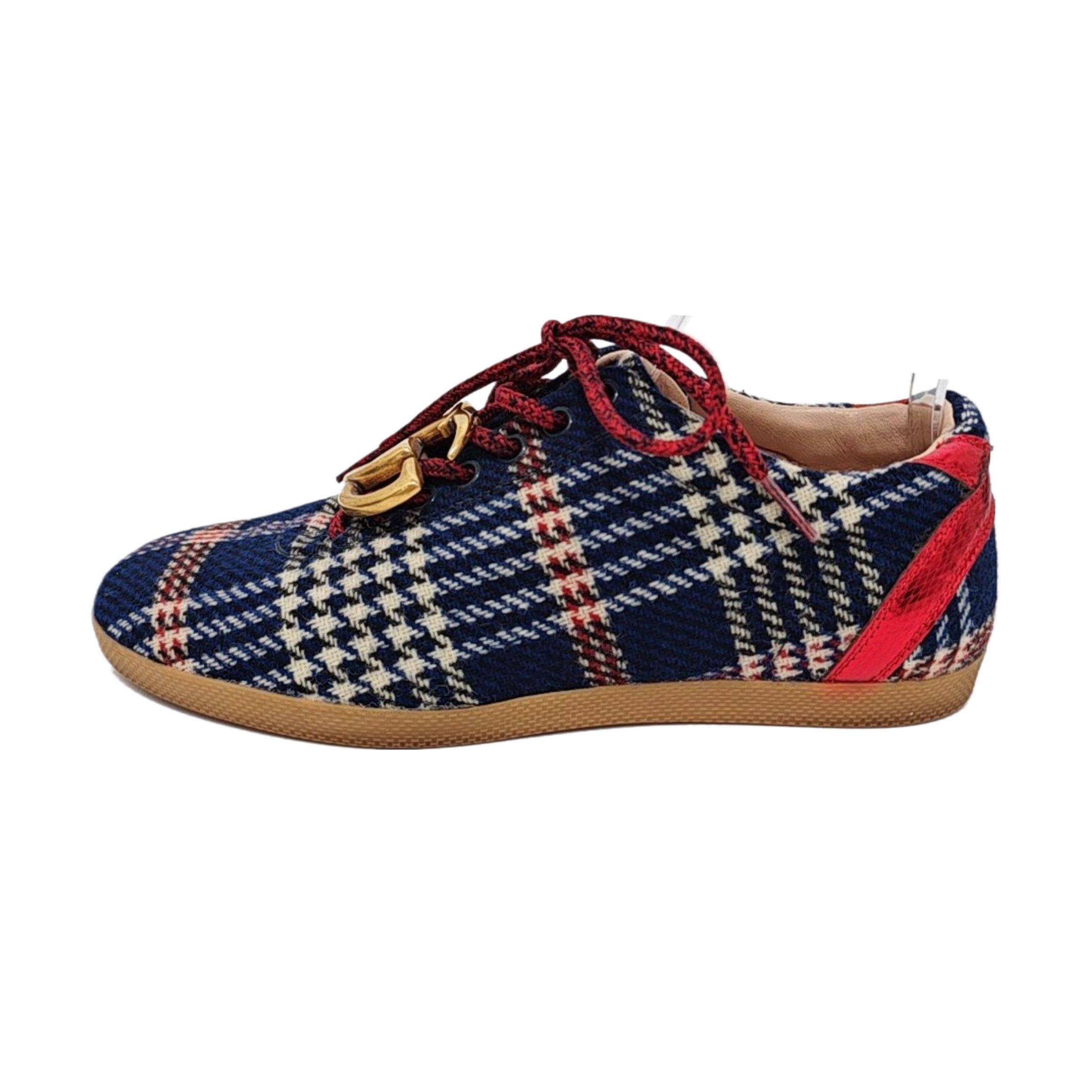 Gucci Gucci Plaid GG Logo Low-Top Sneakers Size 5.5 Size US 5.5 / EU 38 - 1 Thumbnail