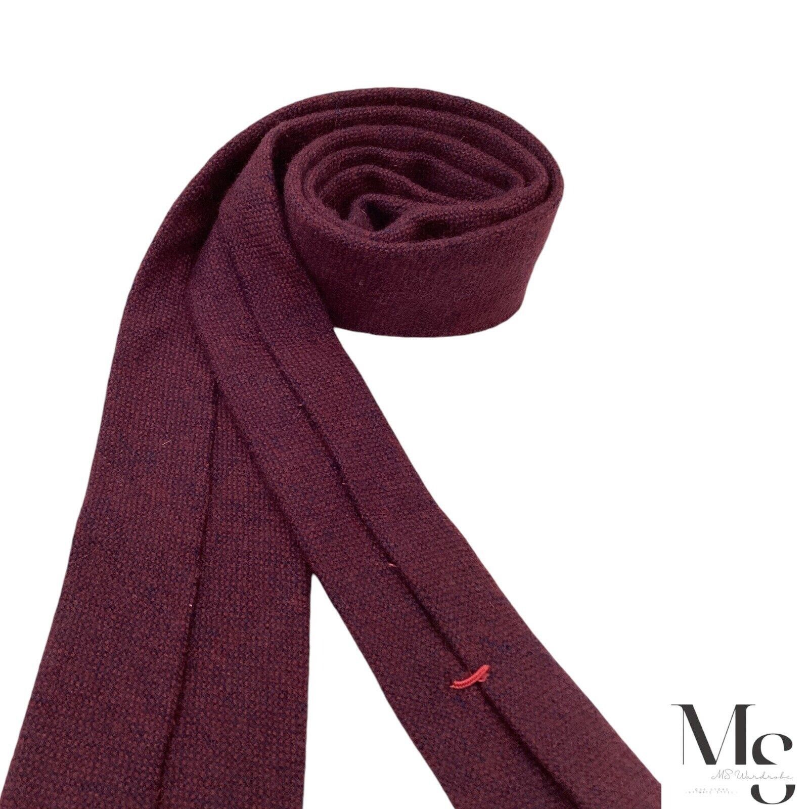 Isaia ISAIA NAPOLI Solid Burgundy Cashmere Tie Made In Italy W: 3" Size ONE SIZE - 4 Thumbnail
