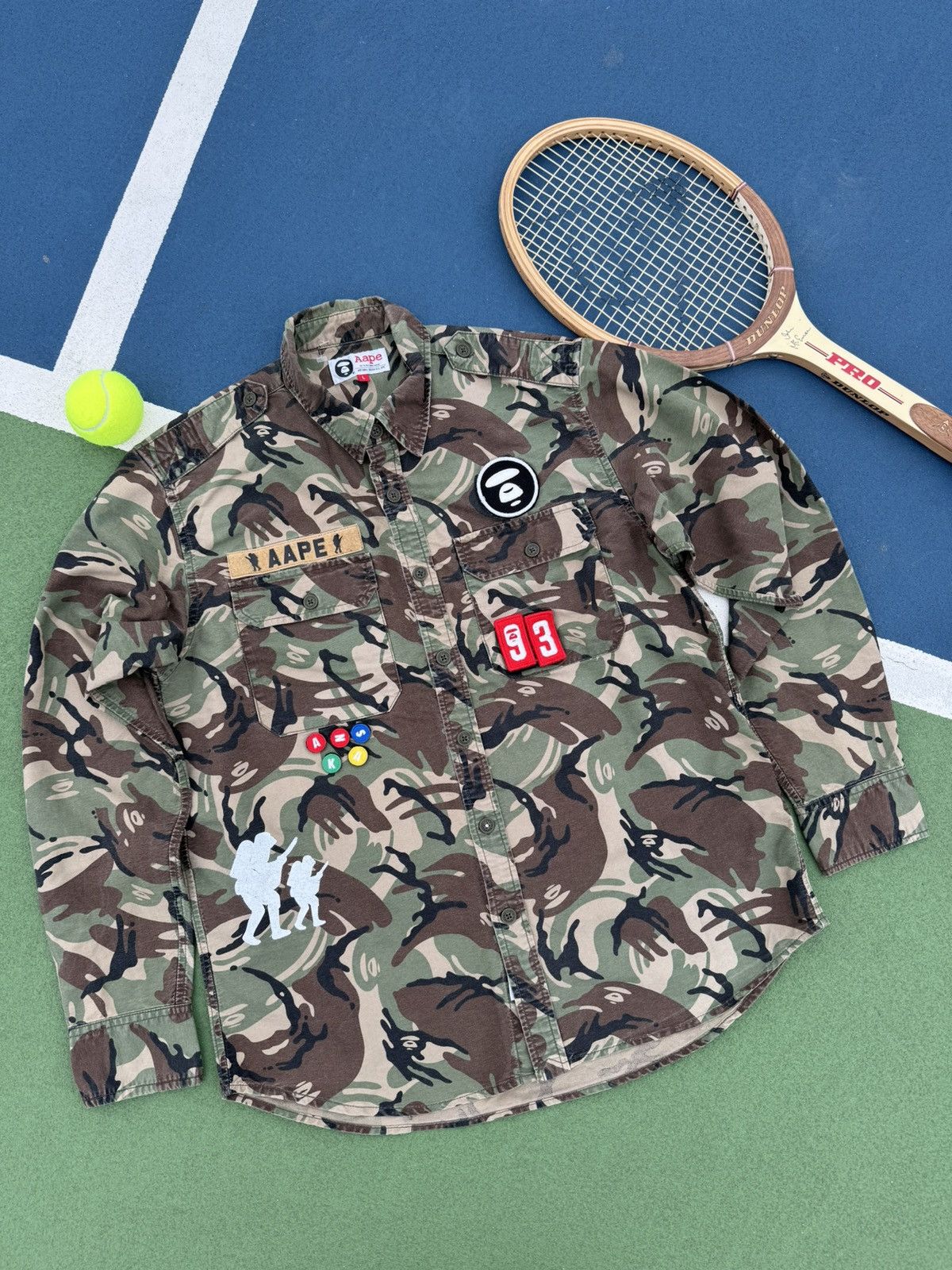 Aape A Bathing Ape Foot Soldier Patch Camo Button Up Shirt Size US L / EU 52-54 / 3 - 1 Thumbnail