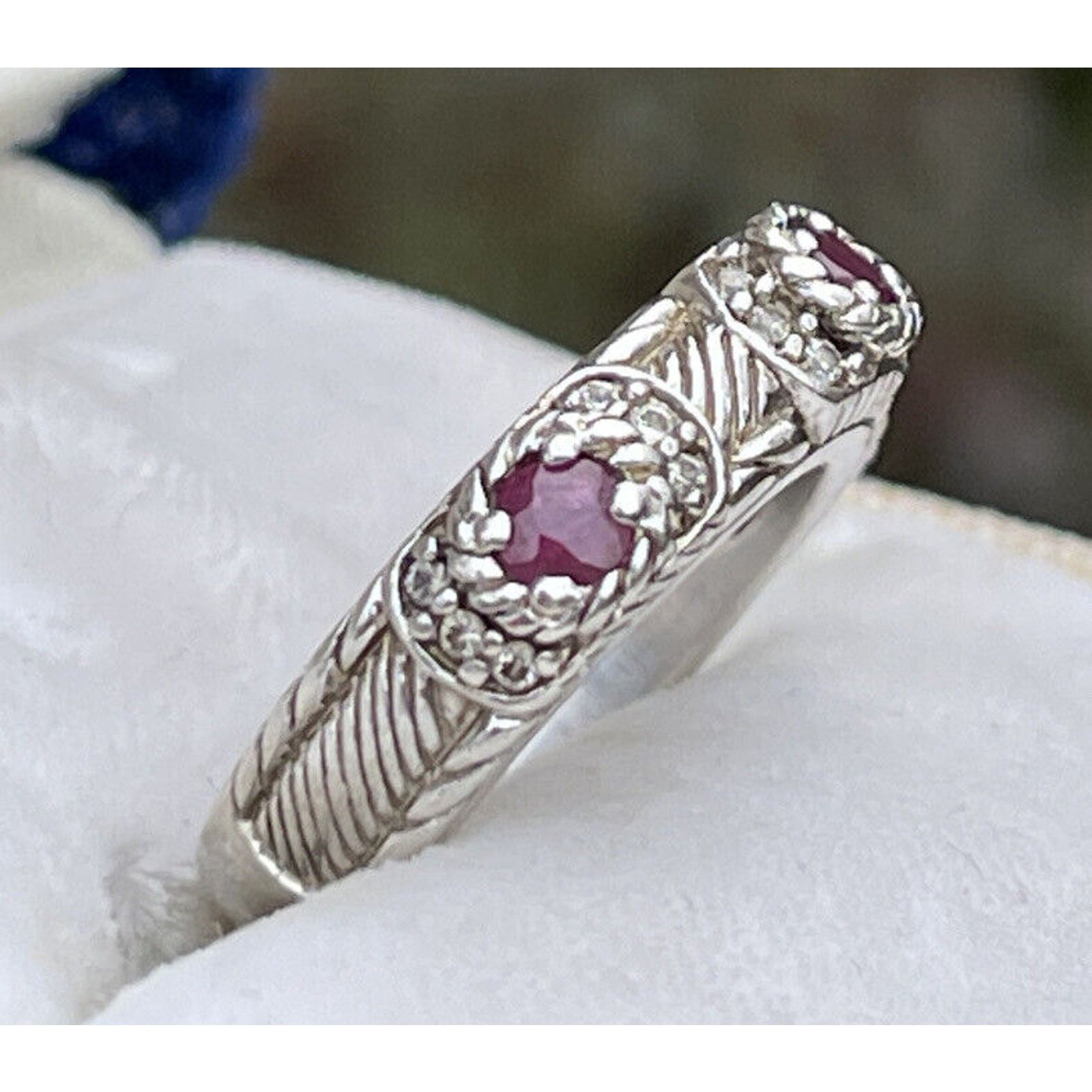 Vintage Judith Ripka Ruby Ring Estate Sterling Silver CZ Size 5 Size ONE SIZE - 4 Thumbnail