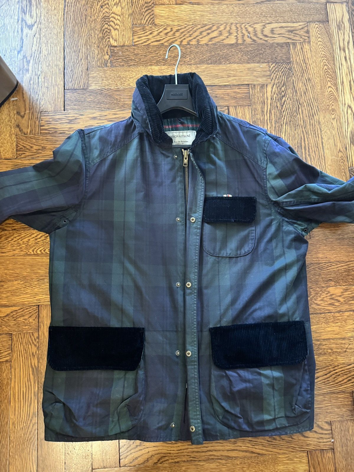 Maison Kitsune Plaid Waxed Jacket
