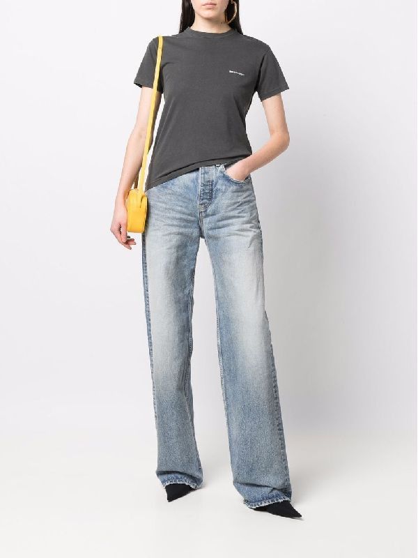 Balenciaga o1bcso1str0525 New Straight Leg Jeans in Pale Blue Size 27" / US 4 / IT 40 - 4 Thumbnail