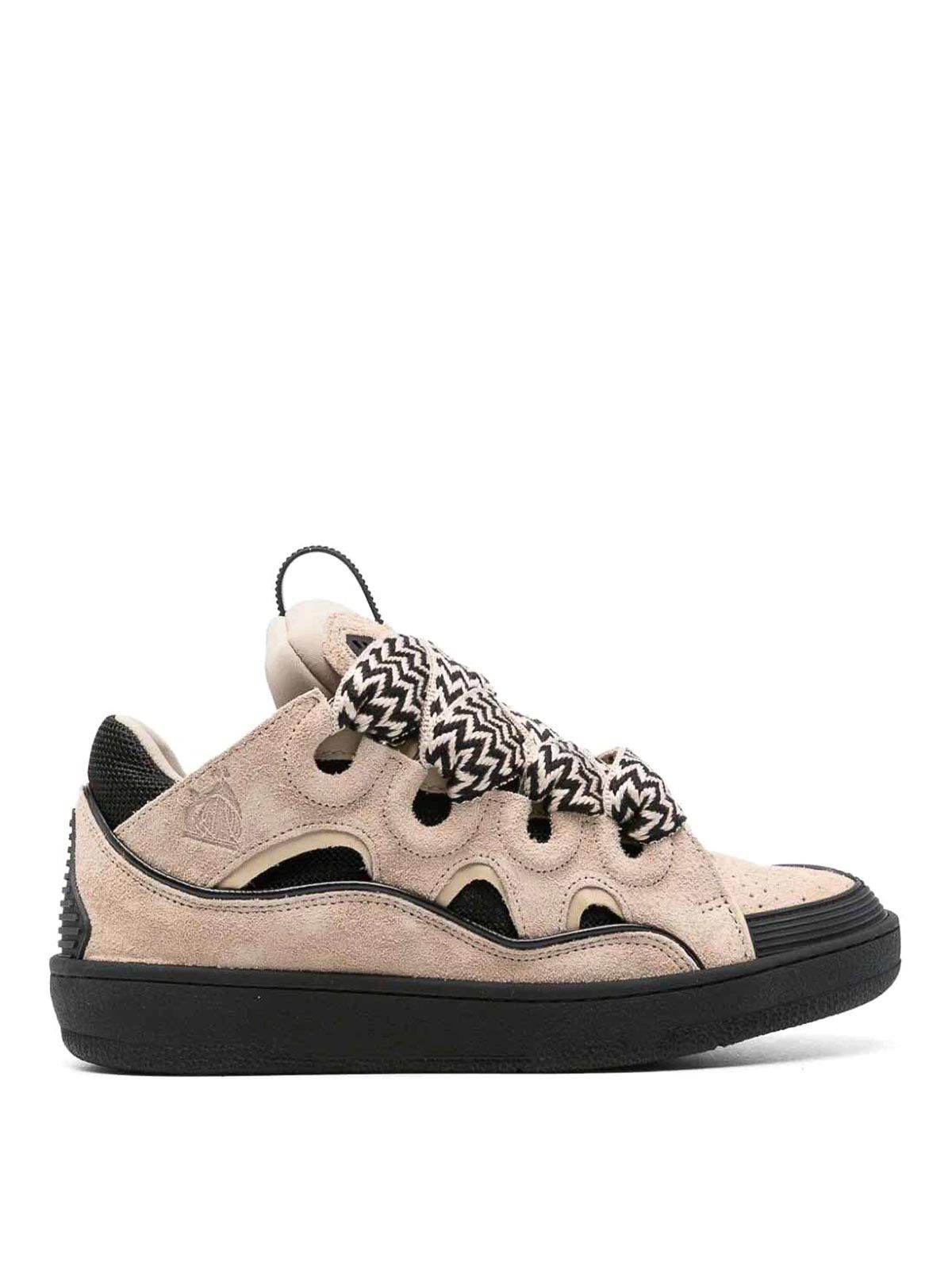 Lanvin o1w1db11124 Dup / Curb Low Top Sneakers in Beige/Black Size US 7 / IT 37 - 1 Thumbnail