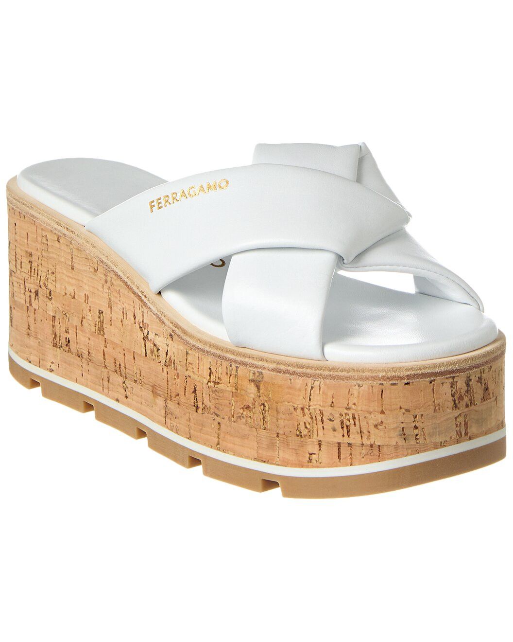 Salvatore Ferragamo o1s1rm0824 Engracia Leather Slides in White Size US 8 / IT 38 - 2 Thumbnail