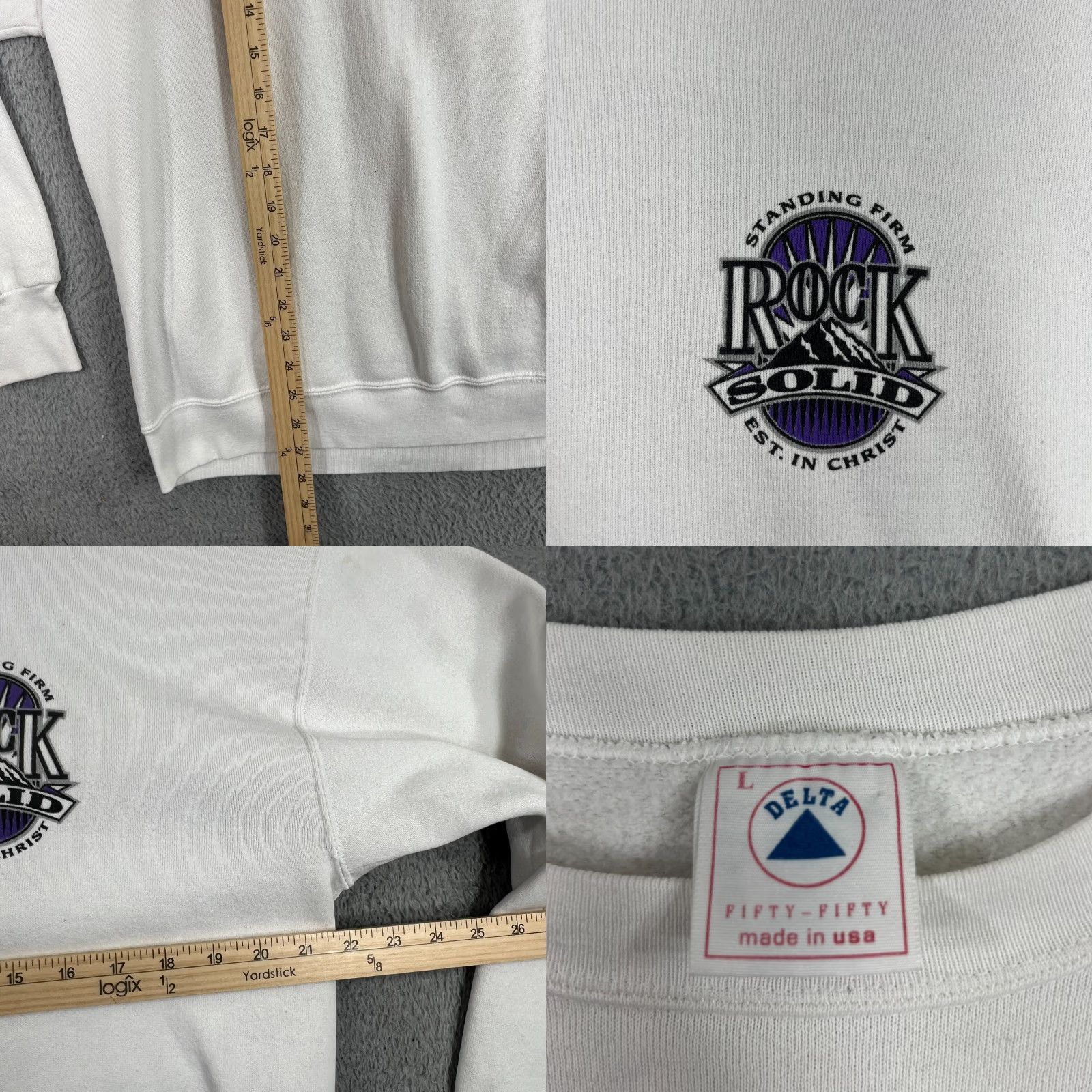 Delta VINTAGE Delta Religious Sweatshirt Large Men 90s Jesus Christian Graphic Print White Fleece Size US L / EU 52-54 / 3 - 8 Thumbnail