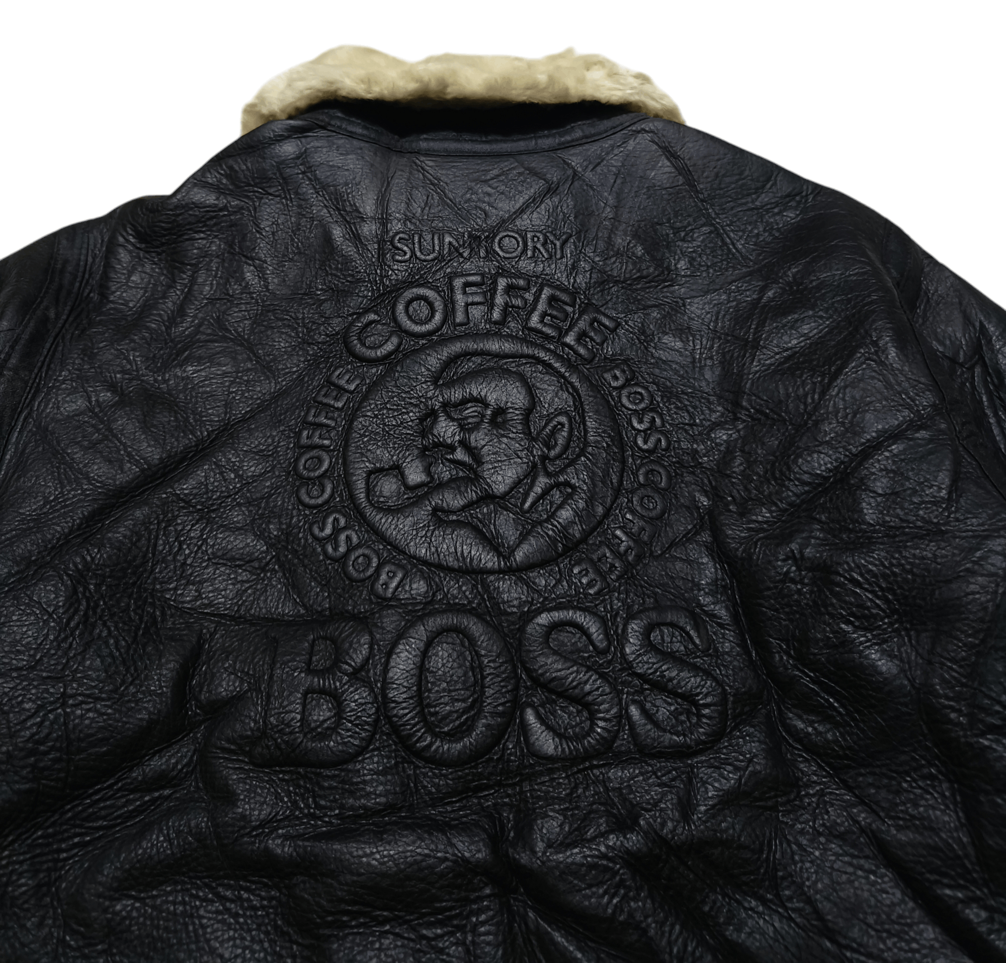 Japanese Brand Vintage Suntory Boss Coffee Shearling Leather Jacket Size US S / EU 44-46 / 1 - 2 Thumbnail