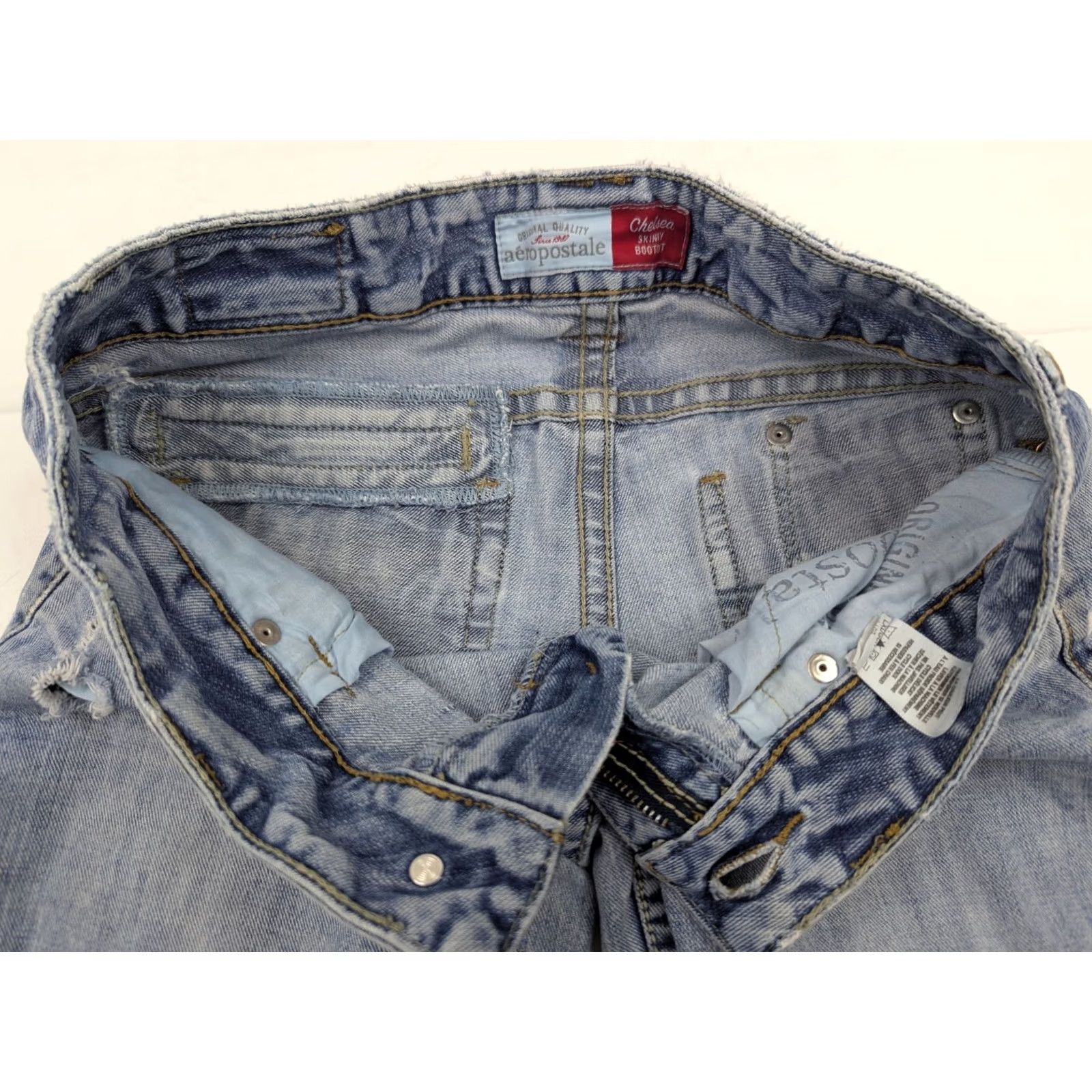 Aeropostale Aeropostale Chelsea Skinny Bootcut Jeans Women 1/2 Short 29x29 Blue Distressed Size 25" / US 0 / IT 36 - 6 Thumbnail