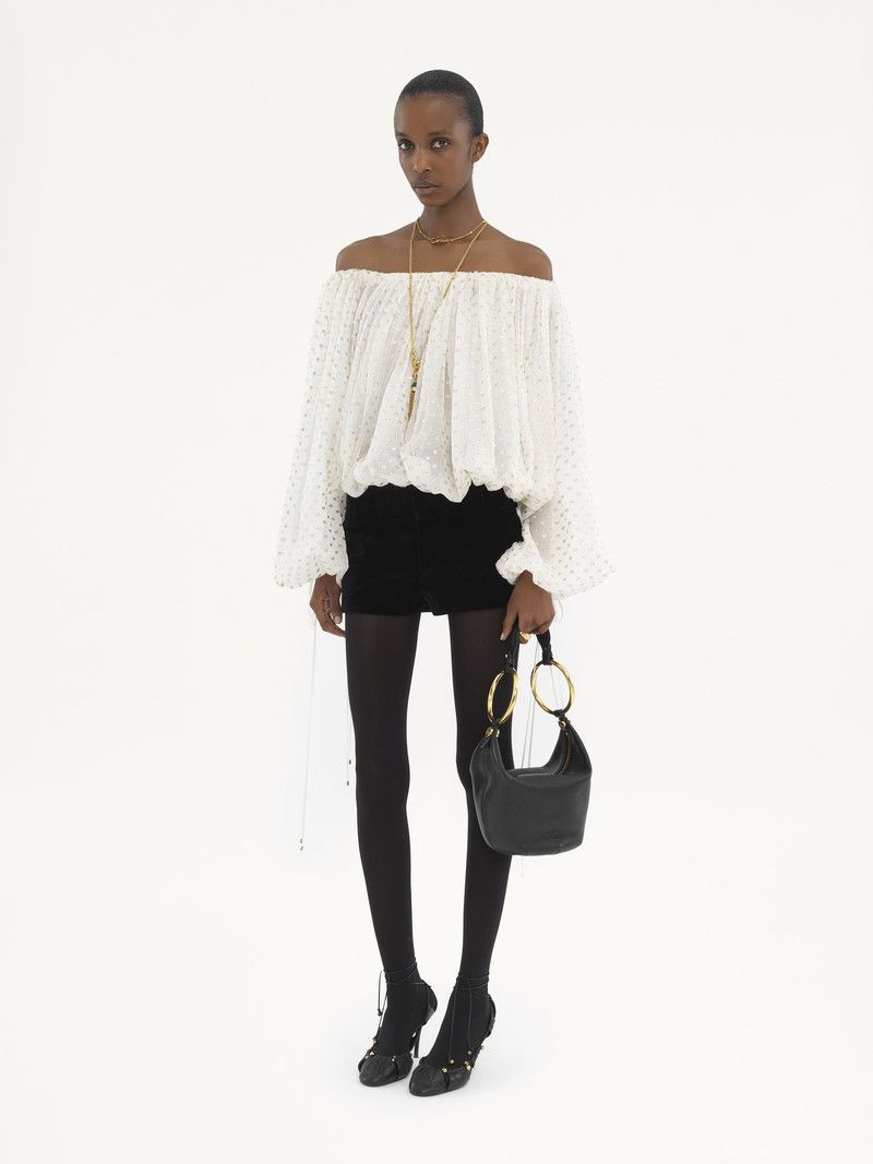 Chloe o1loc1c10326 Gathered Off The Shoulder Top in White Size XS / US 0-2 / IT 36-38 - 2 Thumbnail