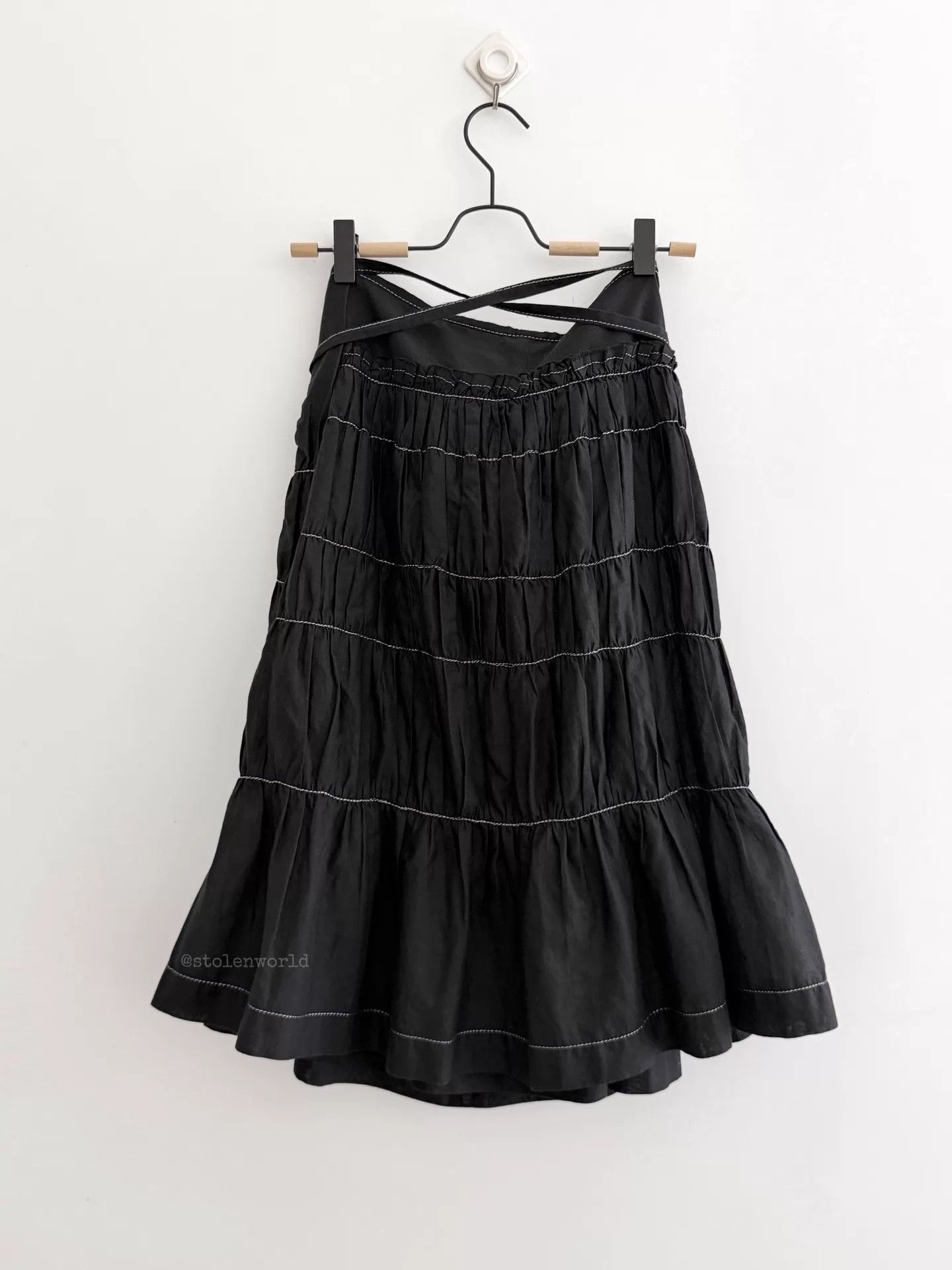 Comme des Garcons Comme des Garçons Pleated TieWaist Linen-Cotton Skirt Size ONE SIZE - 2 Thumbnail