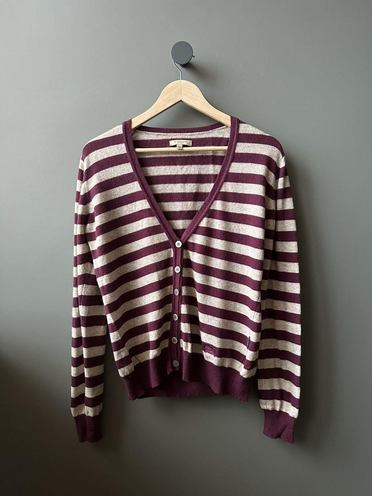 Burberry Burberry Knight Logo Striped Cardigan Sweater Size M / US 6-8 / IT 42-44 - 1 Thumbnail