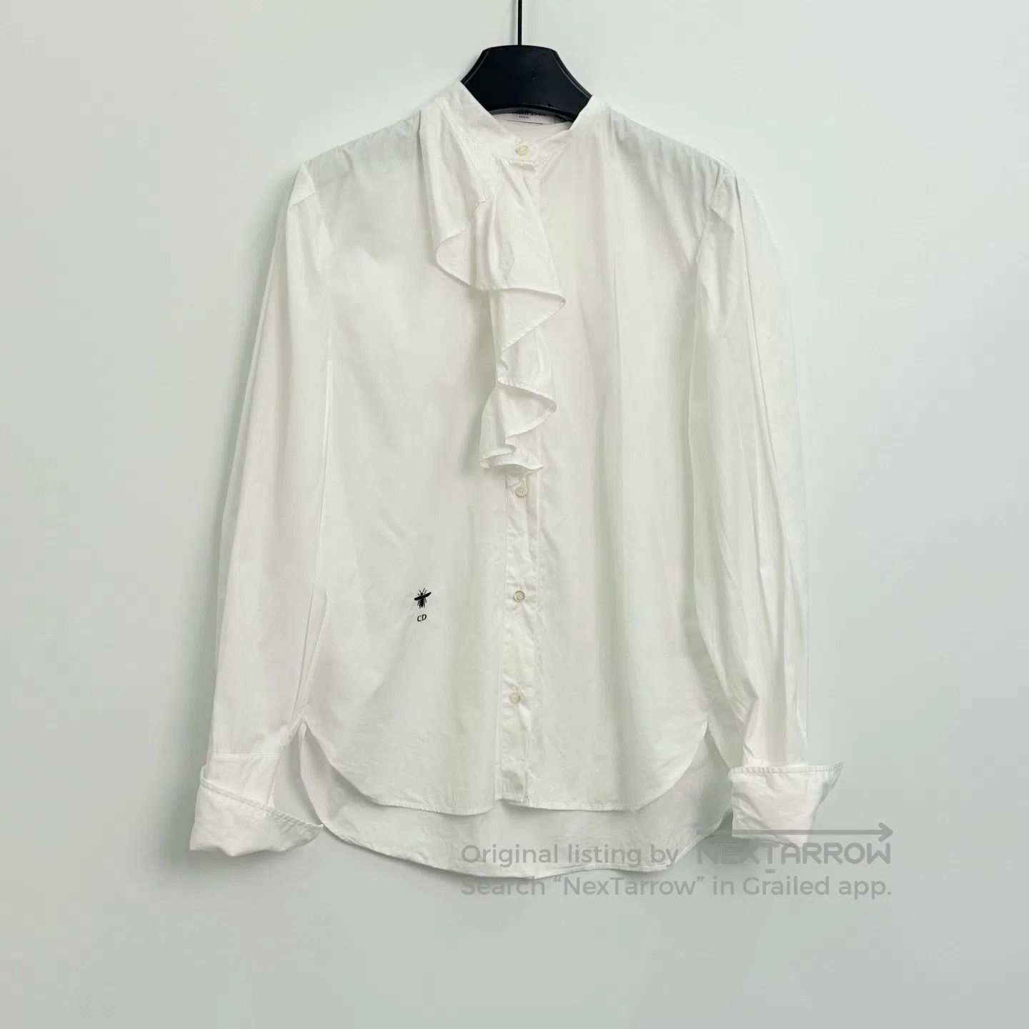 Dior Dior Solid Color Cotton Pleated Collar Shirt| Size XS / US 0-2 / IT 36-38 - 1 Thumbnail