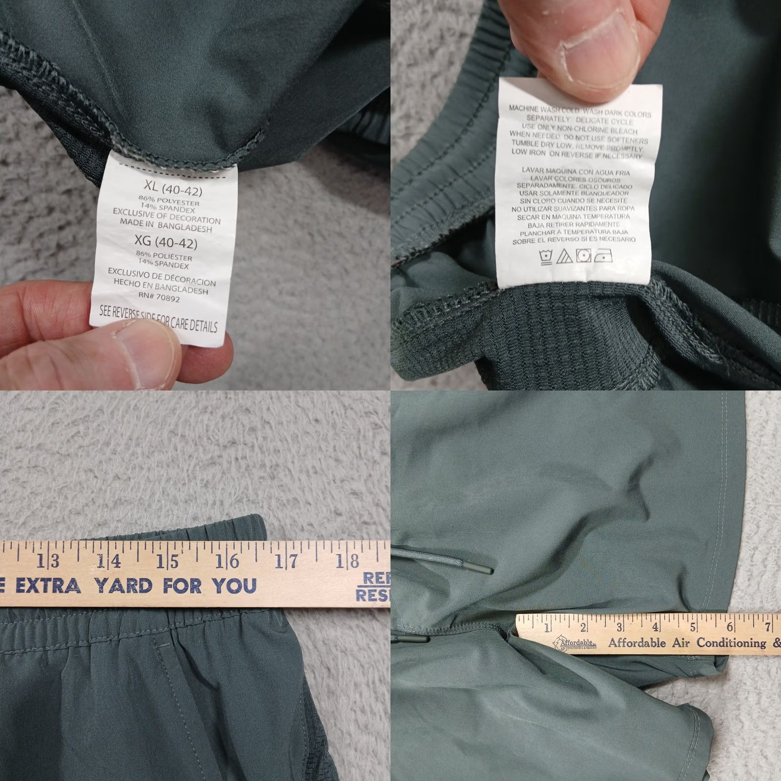 Layer 8 VINTAGE[No] Layers Quick-Dry Athletic Shorts Men's XL Green Drawstring Performance Size US 36 / EU 52 - 8 Thumbnail