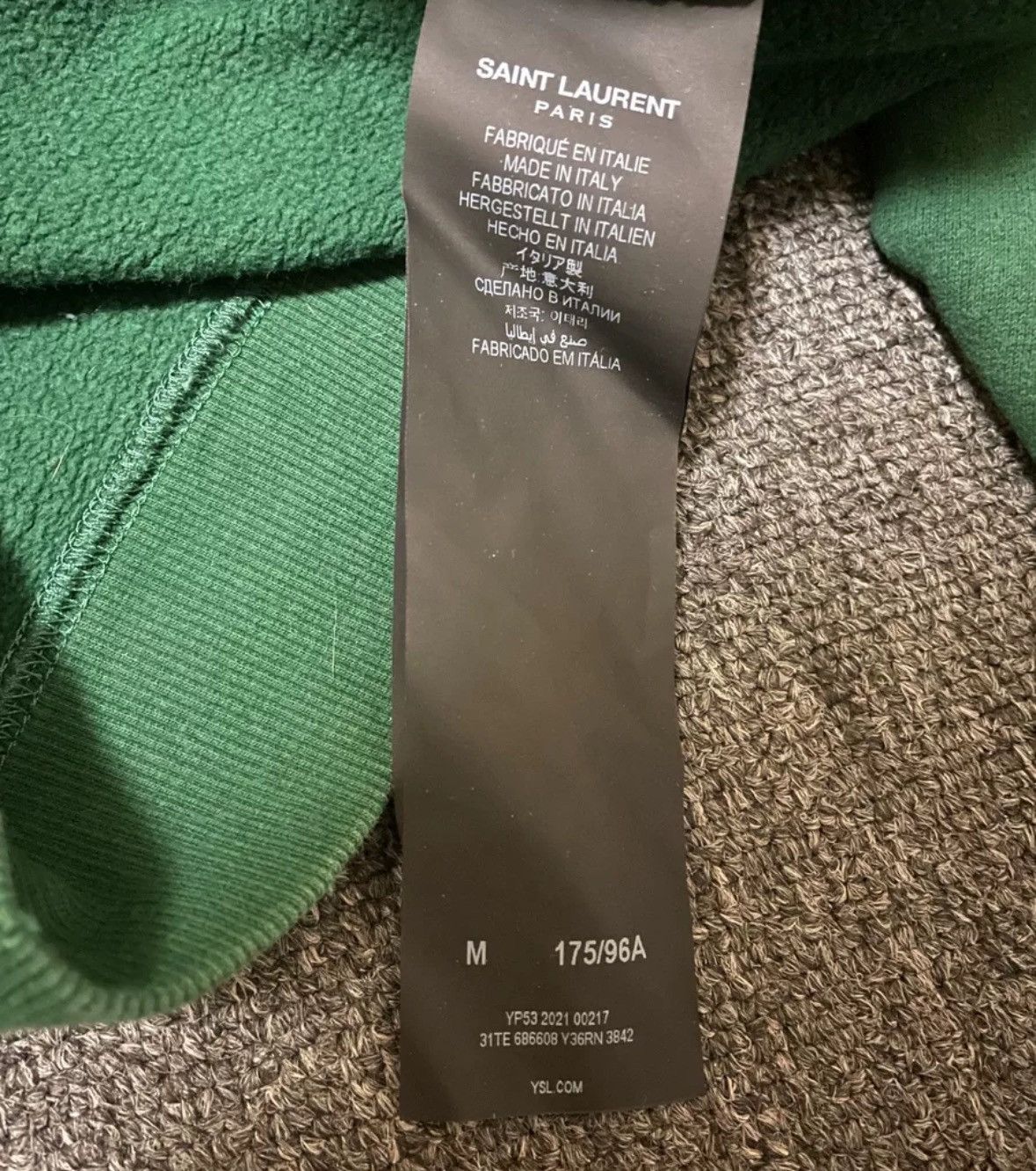 Saint Laurent Paris × Yves Saint Laurent Saint Laurent Men's Green Hoodie 2412-Nextarrow Size US M / EU 48-50 / 2 - 5 Thumbnail