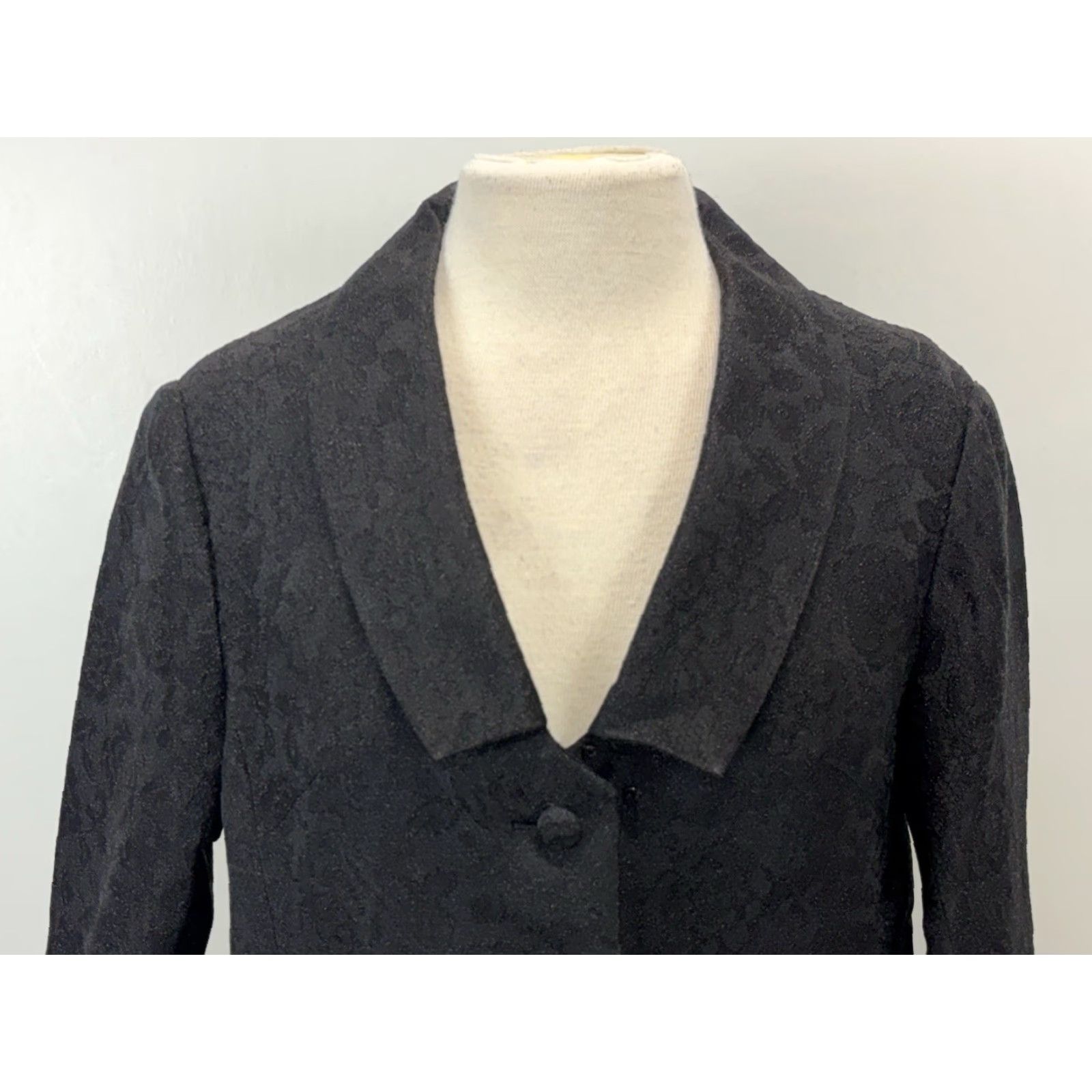 Vintage Vtg Custom 3 Pc Skirt Suit Women’s Black Damask 1950s Shirt Jacket Jackie-O Size 4XL / US 24-26 - 6 Thumbnail