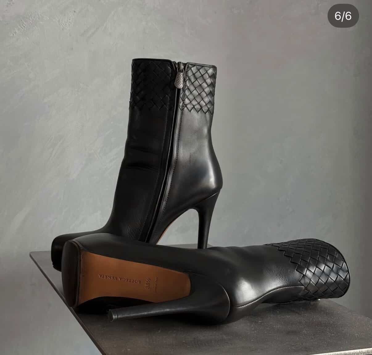 Bottega Veneta Bottega Venetta Boots Black Leather Size US 7.5 / IT 37.5 - 6 Thumbnail