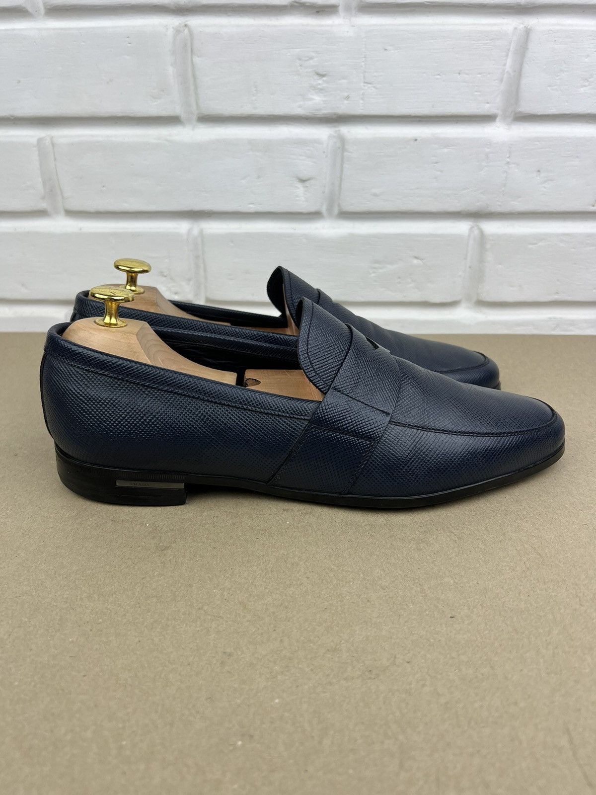 Prada PRADA MILANO Loafers Leather Saffiano Penny Shoes Blue Men's Size US 9 / EU 42 - 8 Thumbnail