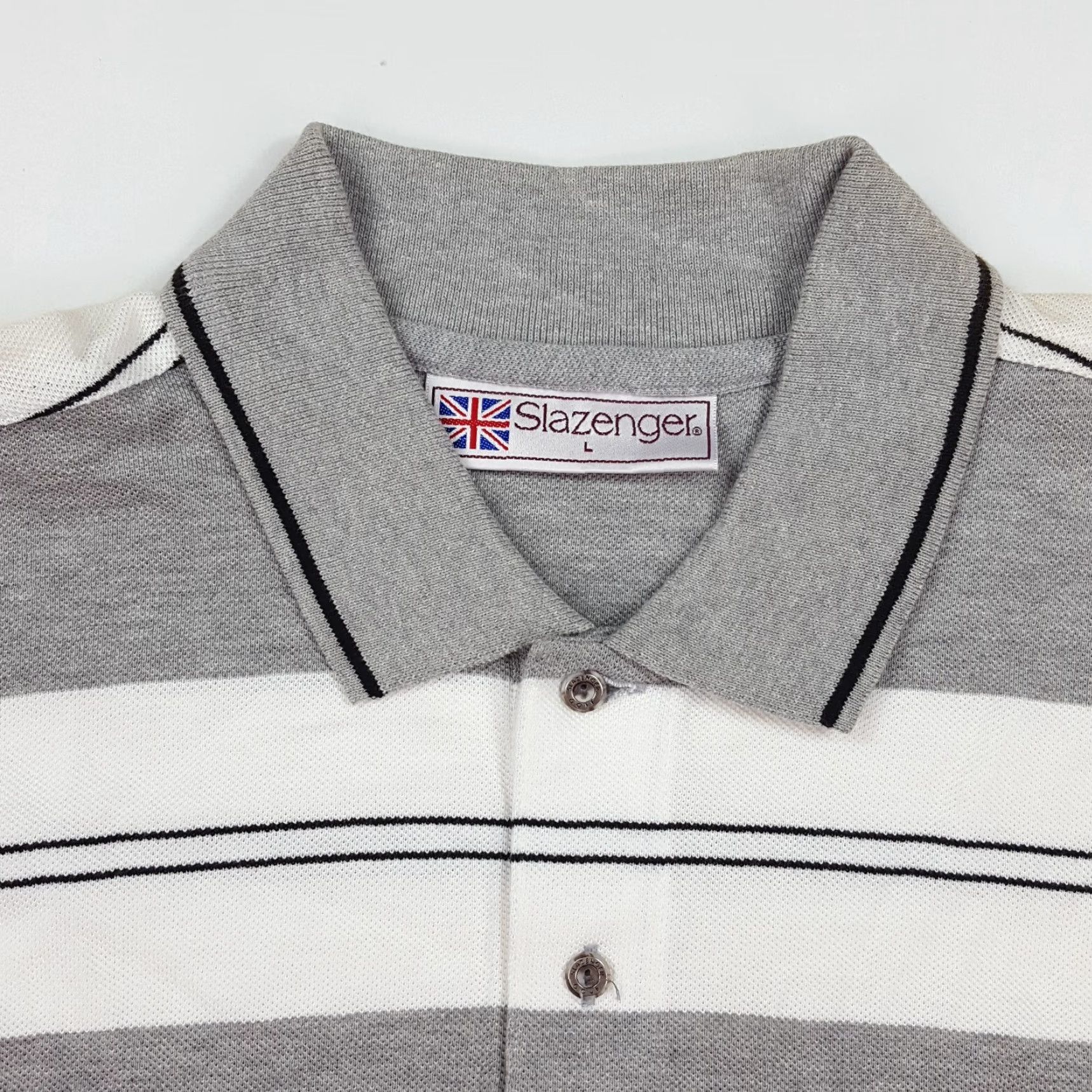 Vintage VINTAGE Slazenger PGA Golf Polo Shirt Gray Striped Embroidered Logo Large Men's Casual Retro Preppy Sports Shirt Size US L / EU 52-54 / 3 - 5 Thumbnail