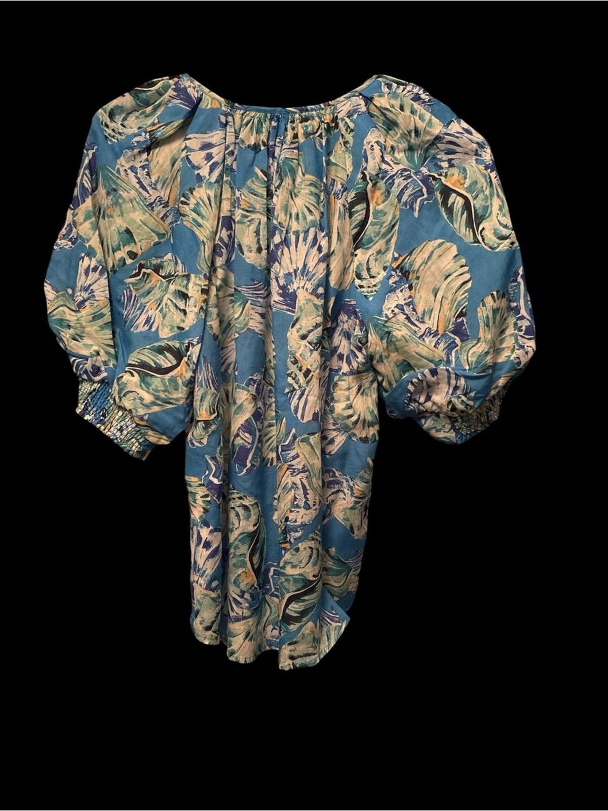 Chicos Chico’s BILLOW COASTAL TREASURE BLOUSE TOP - POOLSIDE BLUE Size M / US 6-8 / IT 42-44 - 2 Thumbnail