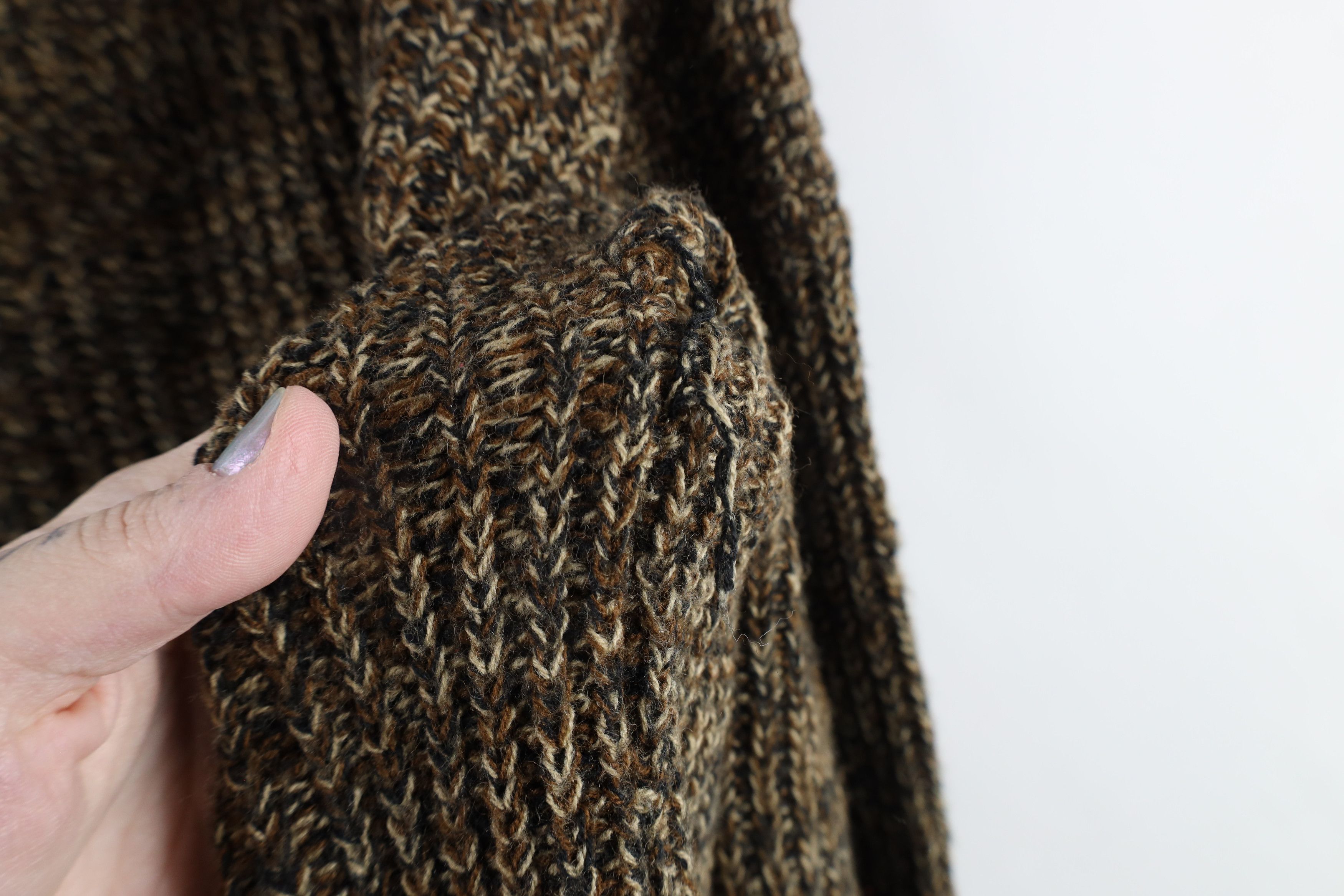 Vintage Vintage 90s Streetwear Chunky Ribbed Knit Sweater Brown Size US XL / EU 56 / 4 - 5 Thumbnail