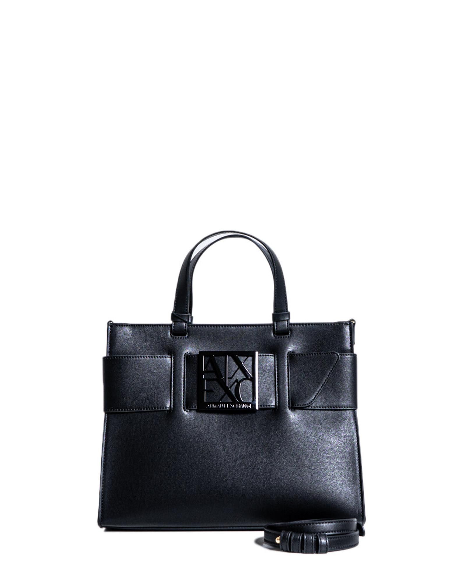 image of Armani Exchange Black Handbag With Shoulder Strap, Men's