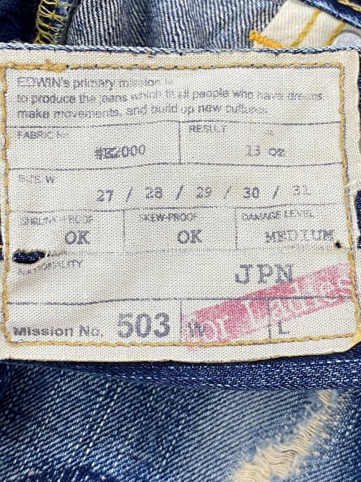 Edwin Edwin Blue Wash Whiskered Style Flare Jeans Size US 30 / EU 46 - 11 Thumbnail