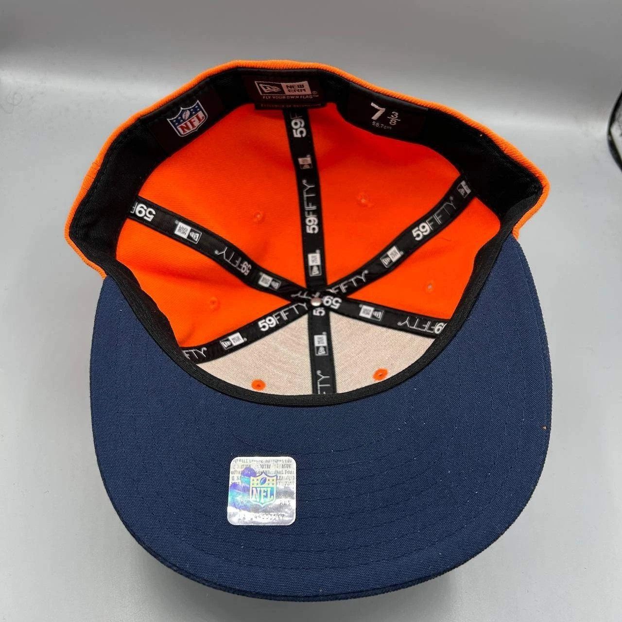New Era Denver Broncos Hat Men 7 3/8 Orange Navy Embroidered Fitted Size ONE SIZE - 2 Thumbnail