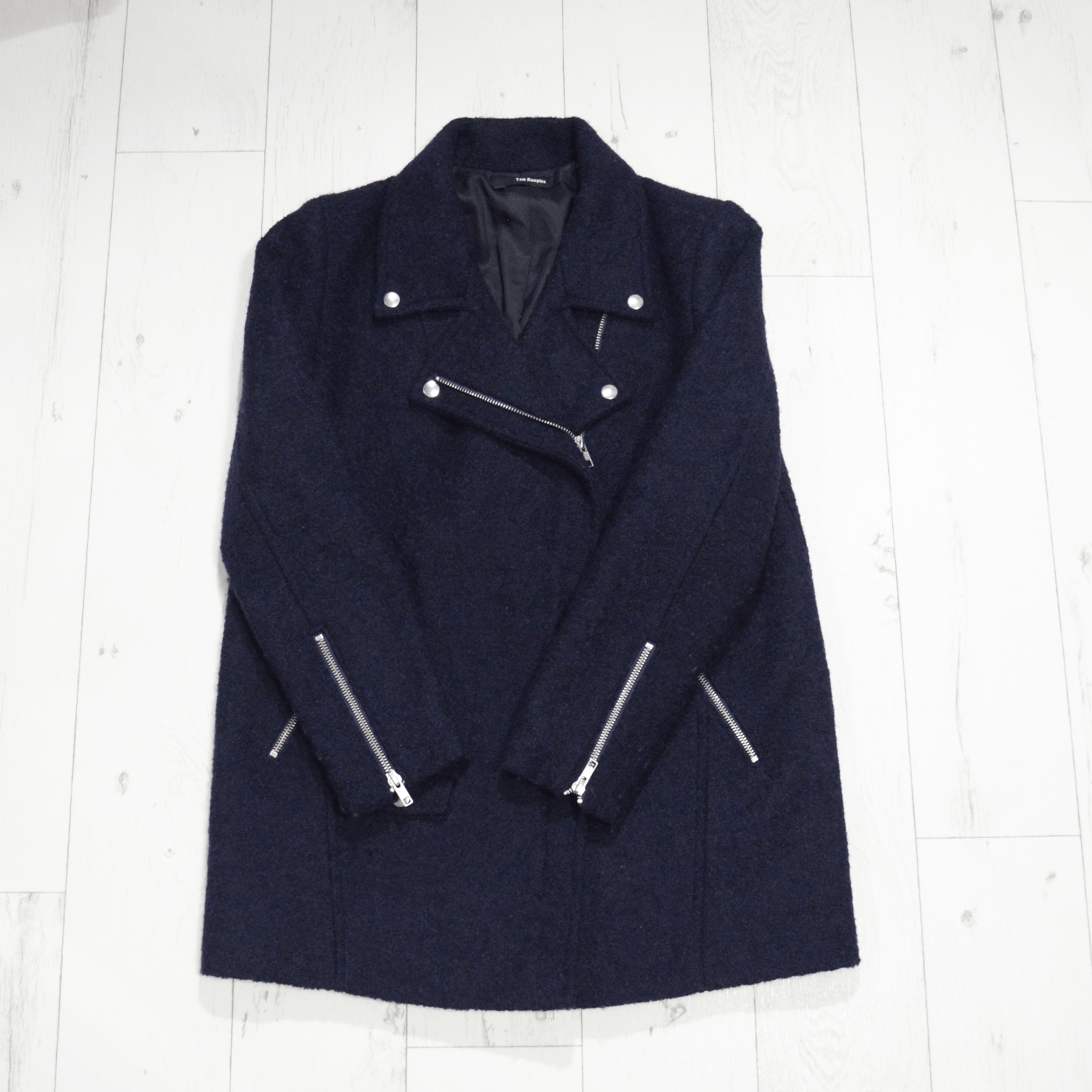 Designer × The Kooples The Kooples Wool Coat Navy Blue Size 38 Full Zip Size XS / US 0-2 / IT 36-38 - 2 Thumbnail