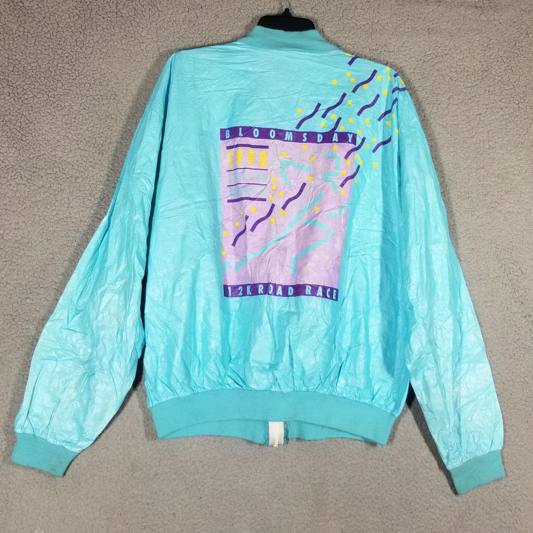 Vintage VINTAGE Graphic Jacket Windbreaker Shirt Mens XL Bloomsday 12K Road Race 1990 Running & Jogging Geometric Blue Jacket Size US XL / EU 56 / 4 - 2 Thumbnail
