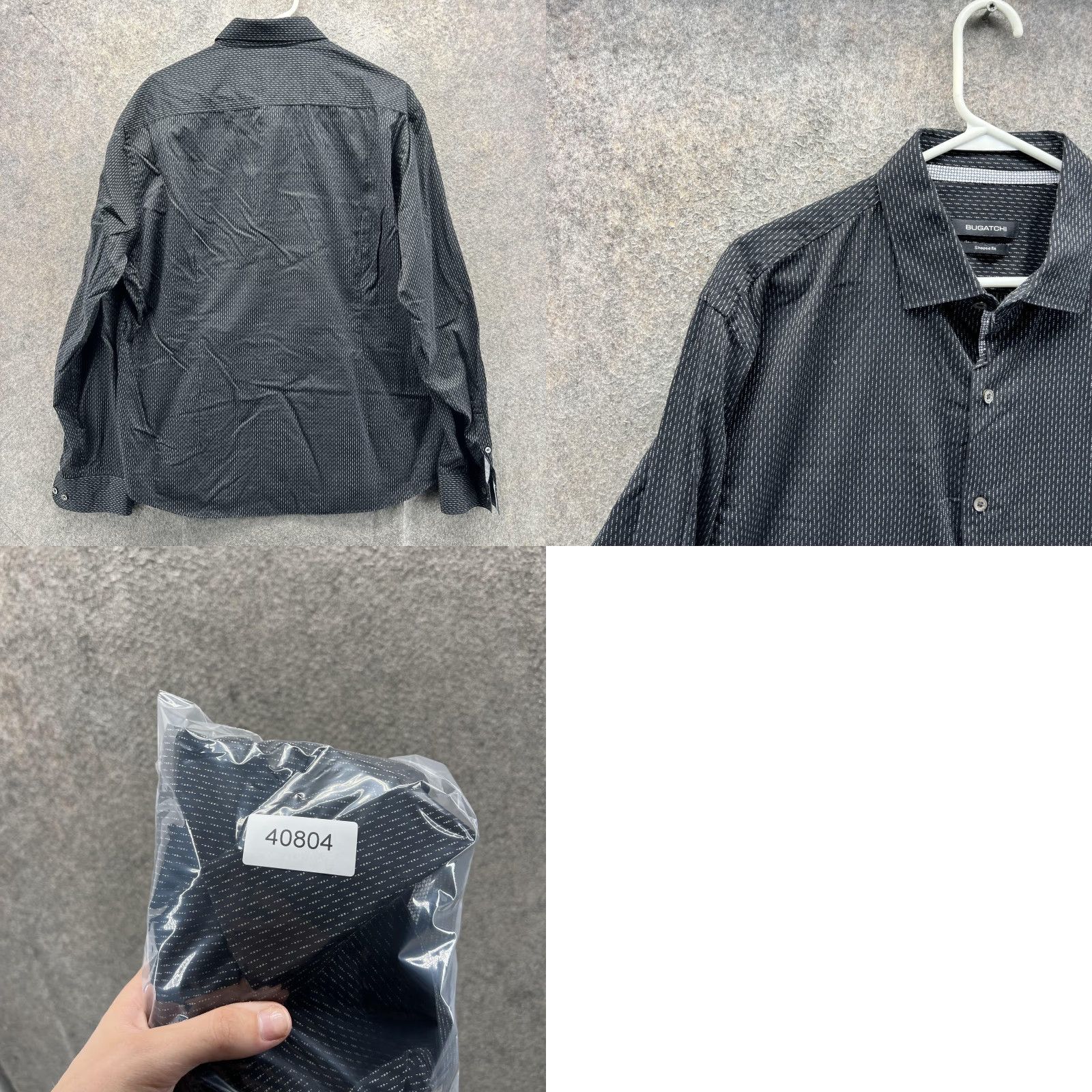 BUGATCHI Bugatchi Shirt Mens XL Black Geometric Long Sleeve Button Front Slim Casual Size US XL / EU 56 / 4 - 8 Thumbnail